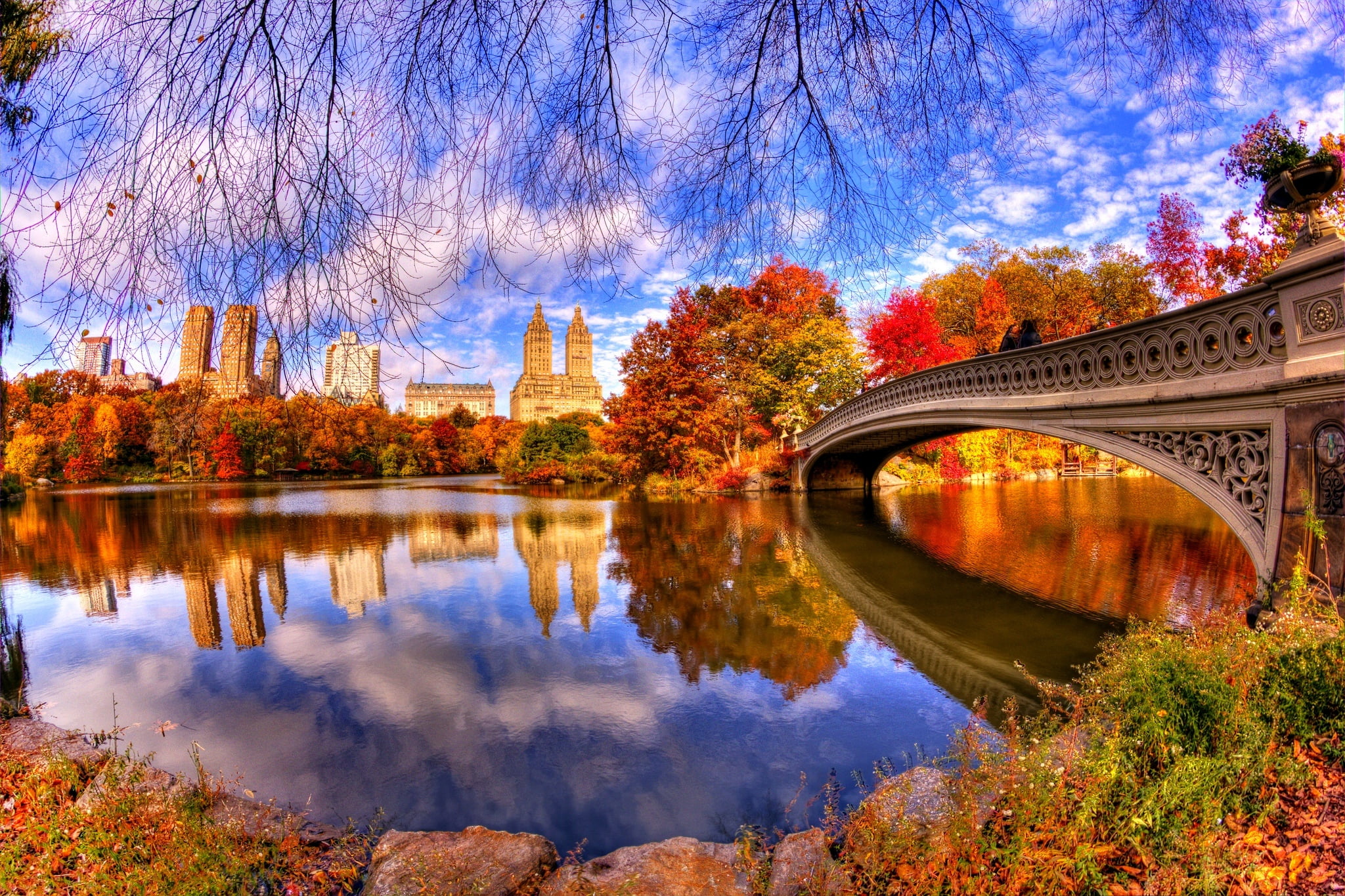 landscape, change, reflection, nature, Park, outdoors, arch bridge, famous Place, no people, beauty in nature, connection, sky, autumn collection, scenics, HD Wallpaper