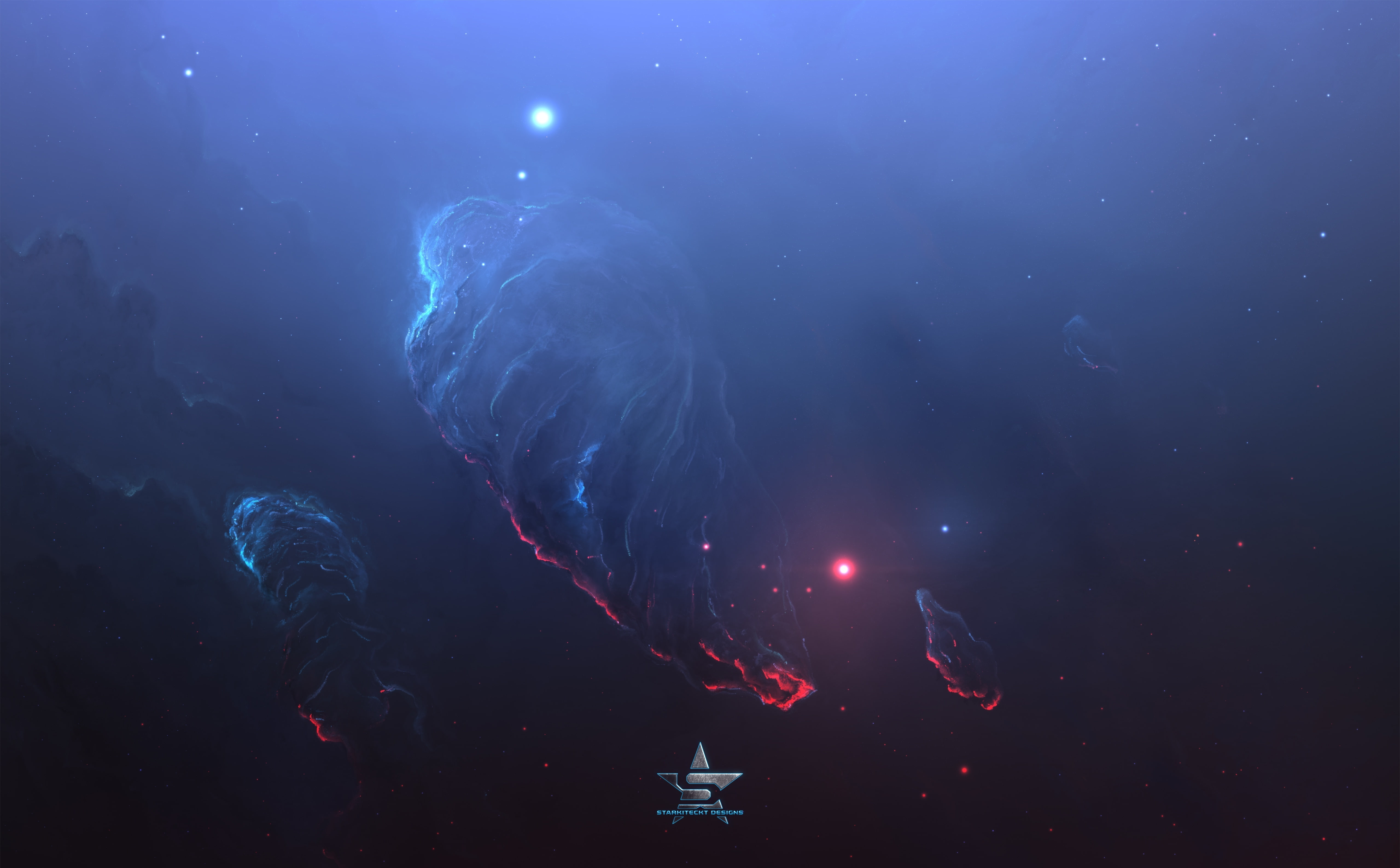 sea life, Futuristic, swimming, fascinating, Beautiful, sea, Cosmos, vertebrate, starkiteckt, illustrations, no people, underwater, rock, Blue, animal, HD Wallpaper