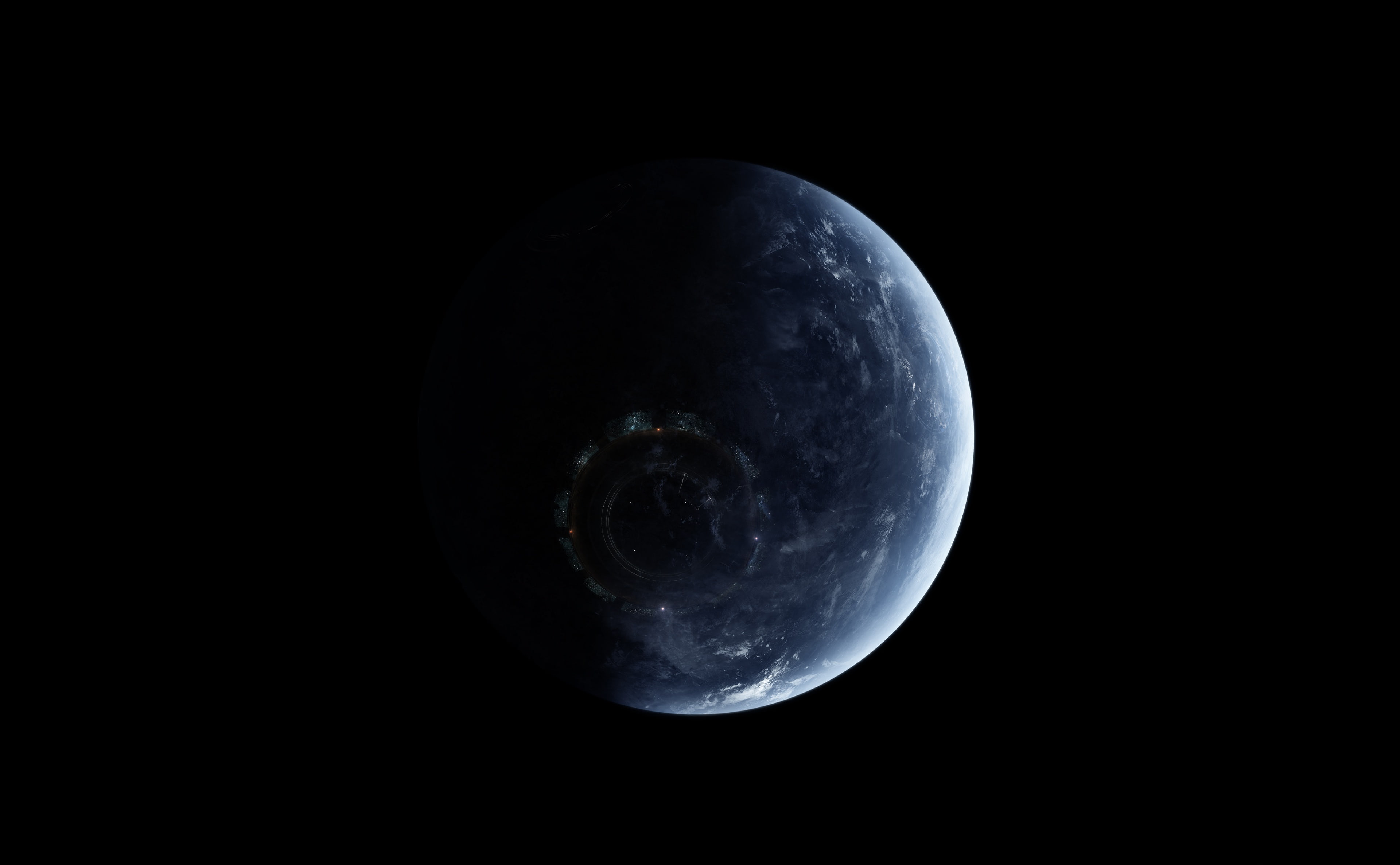 single object, research station, black background, 4K, eclipse, satellite view, research, planetary moon, orbiting, Cosmos, science, astronomy, night, HD Wallpaper