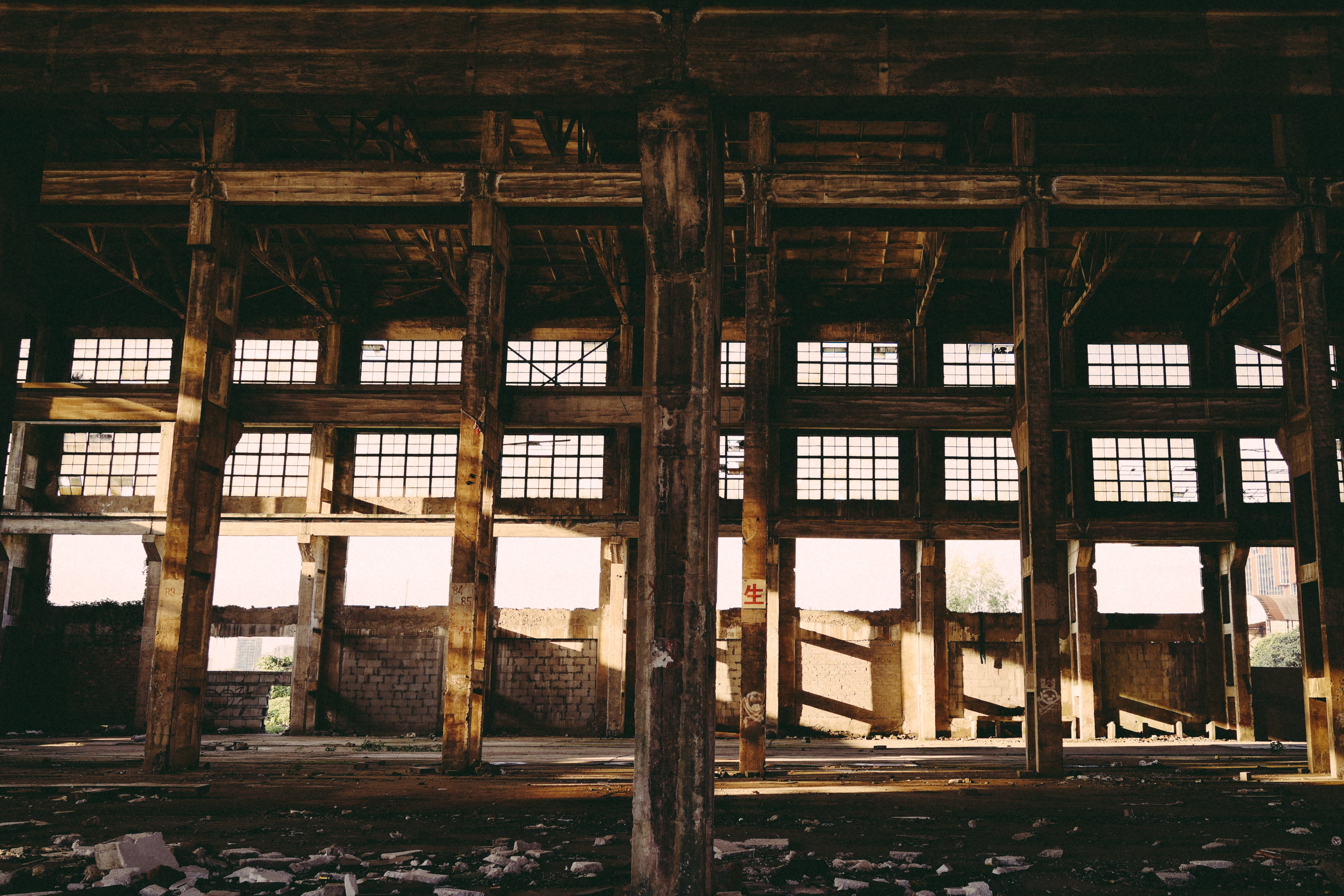 architectural column, broken, no people, nature, interior, taken, old, window, 5K, old factory, abandoned, decadence, building, sunlight, ceiling, run-down, HD Wallpaper