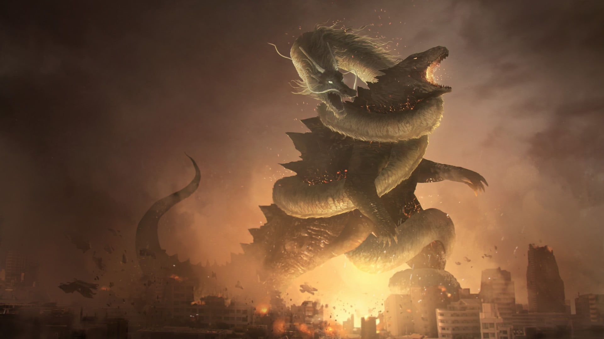 Dragon, Lao Shan Lung, 1080P, Kaiju, Godzilla, Battle, HD Wallpaper
