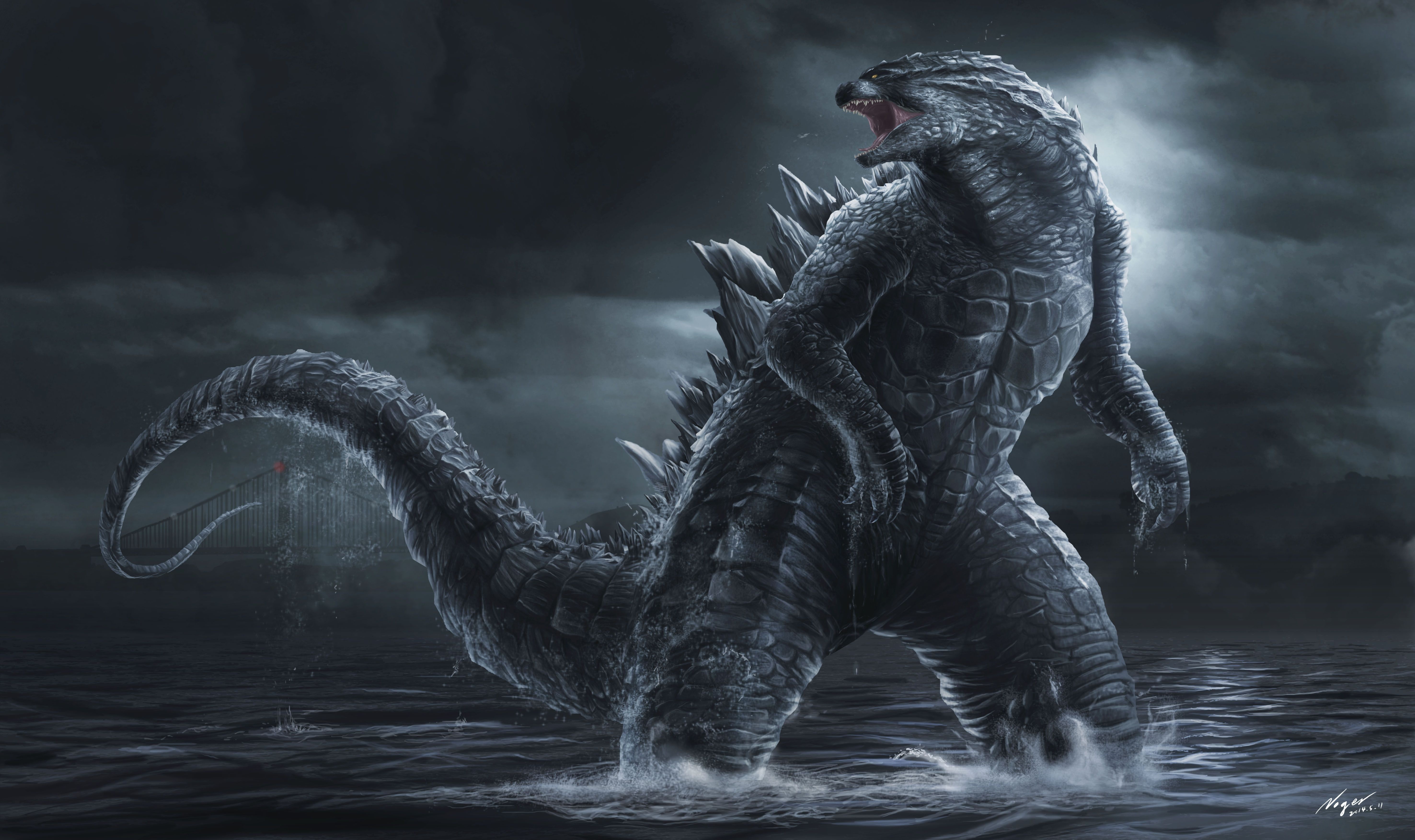 Godzilla, Noger Chen, By Noger Chen, Figure, 5K, Art, gull, HD Wallpaper