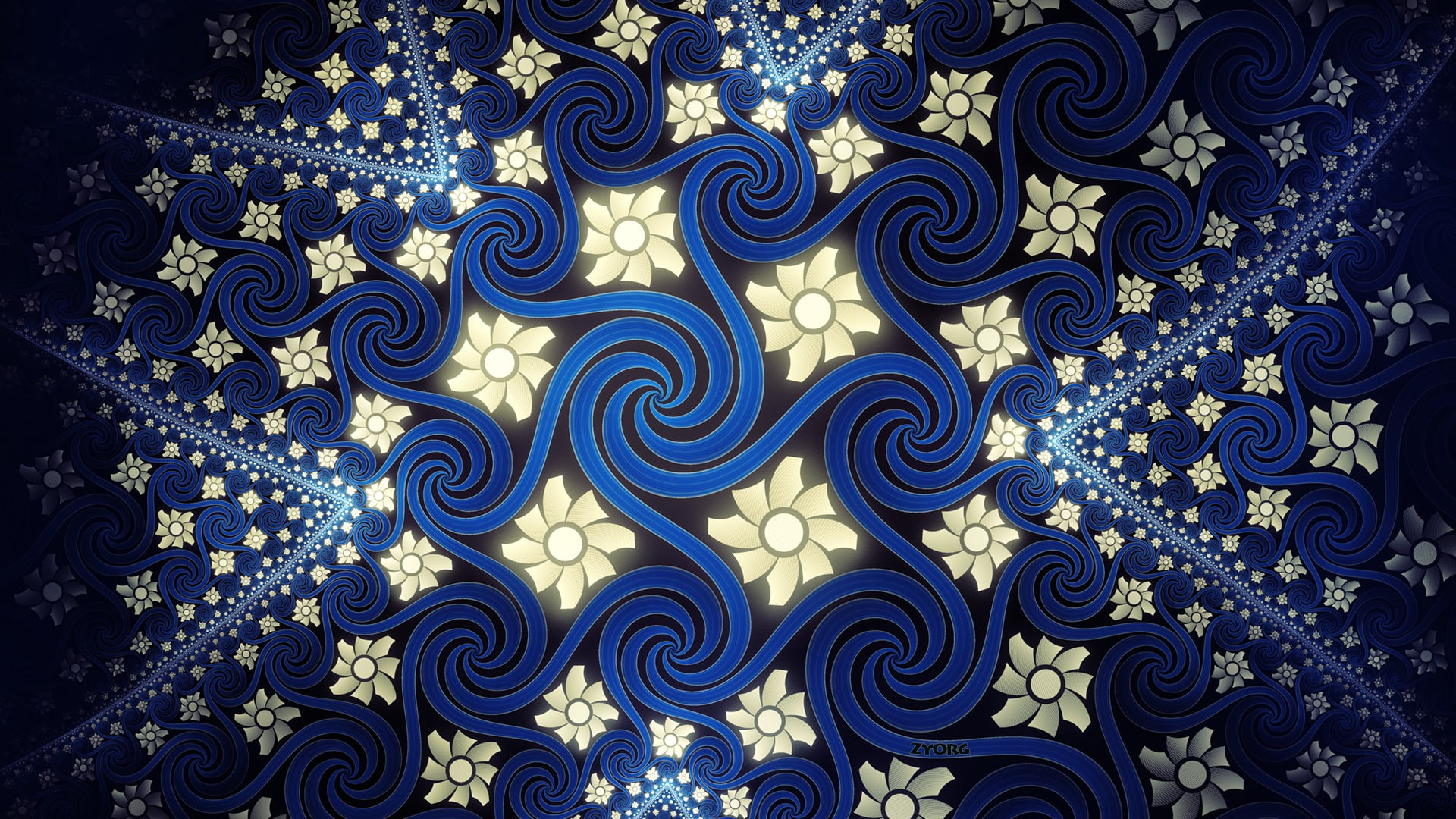 pattern, ornate, 1080P, craft, design, spiral, backgrounds, fractal, floral pattern, blue, art and craft, carving - craft product, painting, creativity, HD Wallpaper