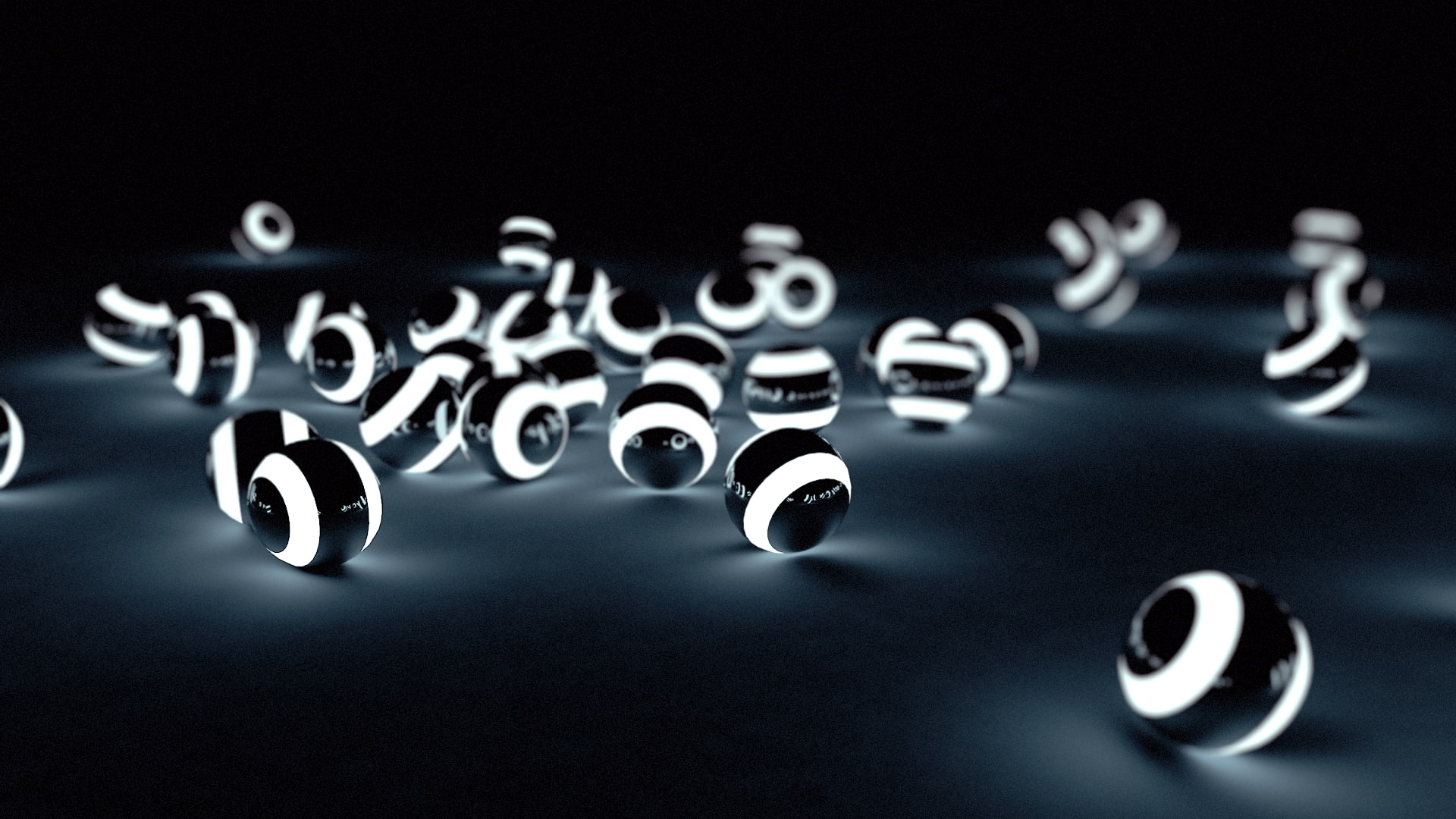 still life, relaxation, selective focus, technology, connection, communication, sphere, black background, 1080P, copy space, indoors, no people, large group of objects, HD Wallpaper