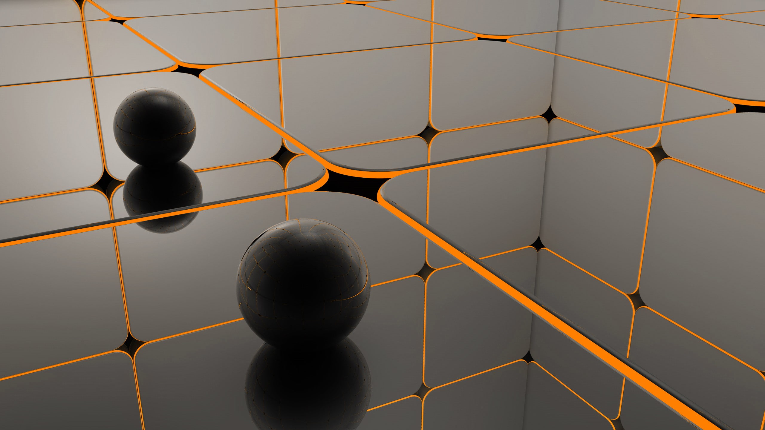 CGI, orange, render, 2K, ball, sphere, black, HD Wallpaper