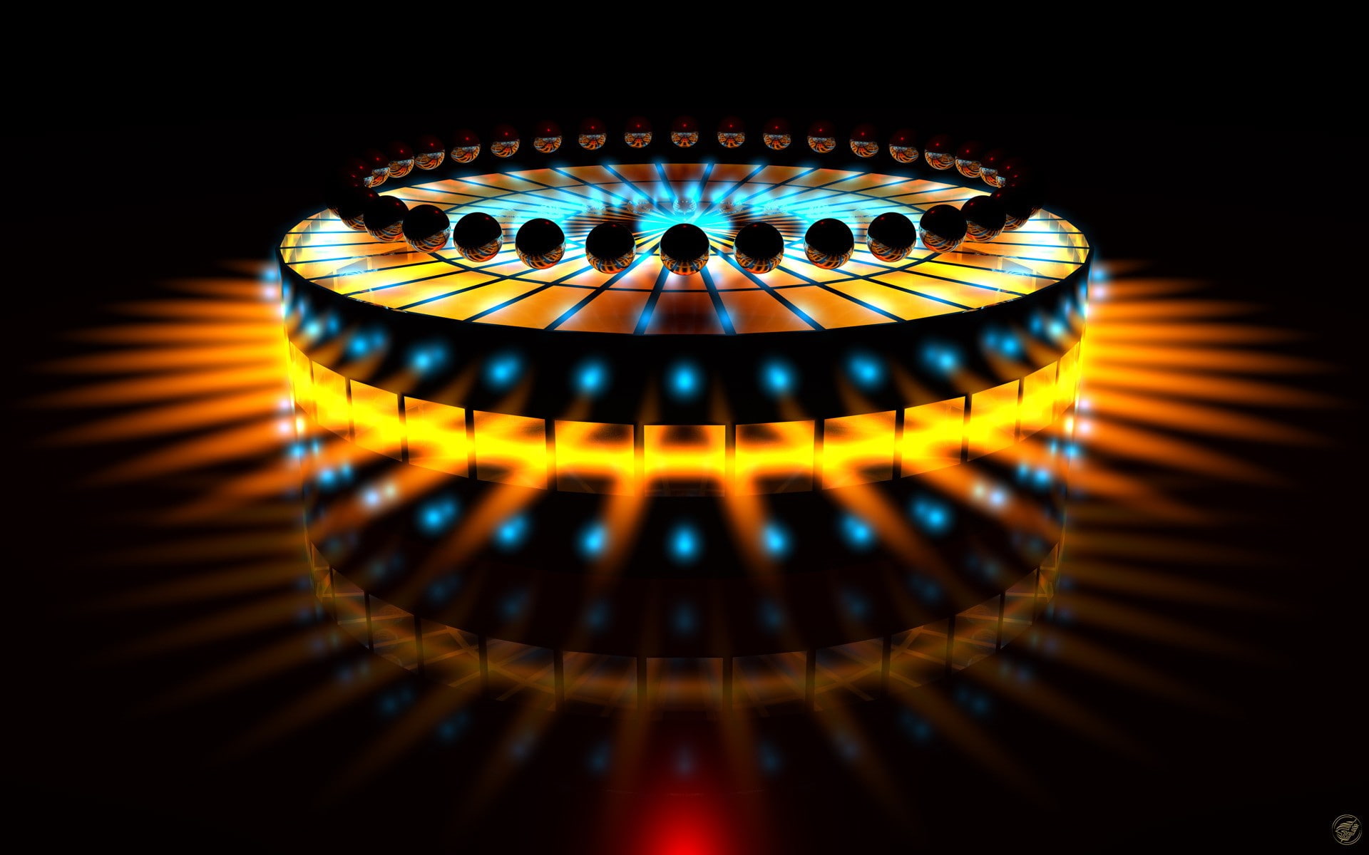 circle, single object, nightlife, close-up, black background, electricity, lighting equipment, abstract, technology, light, sphere, illuminated, pattern, HD Wallpaper