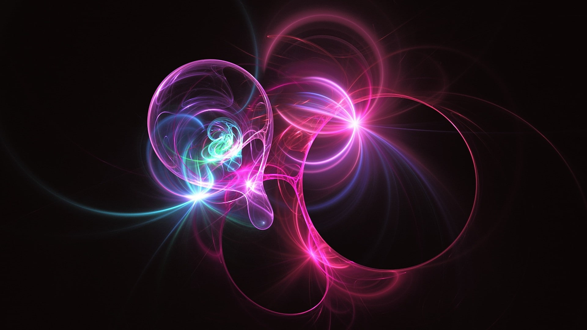 fractal art, pink, sphere, abstract art, dark, 1080P, spheres, darkness, digital art, HD Wallpaper