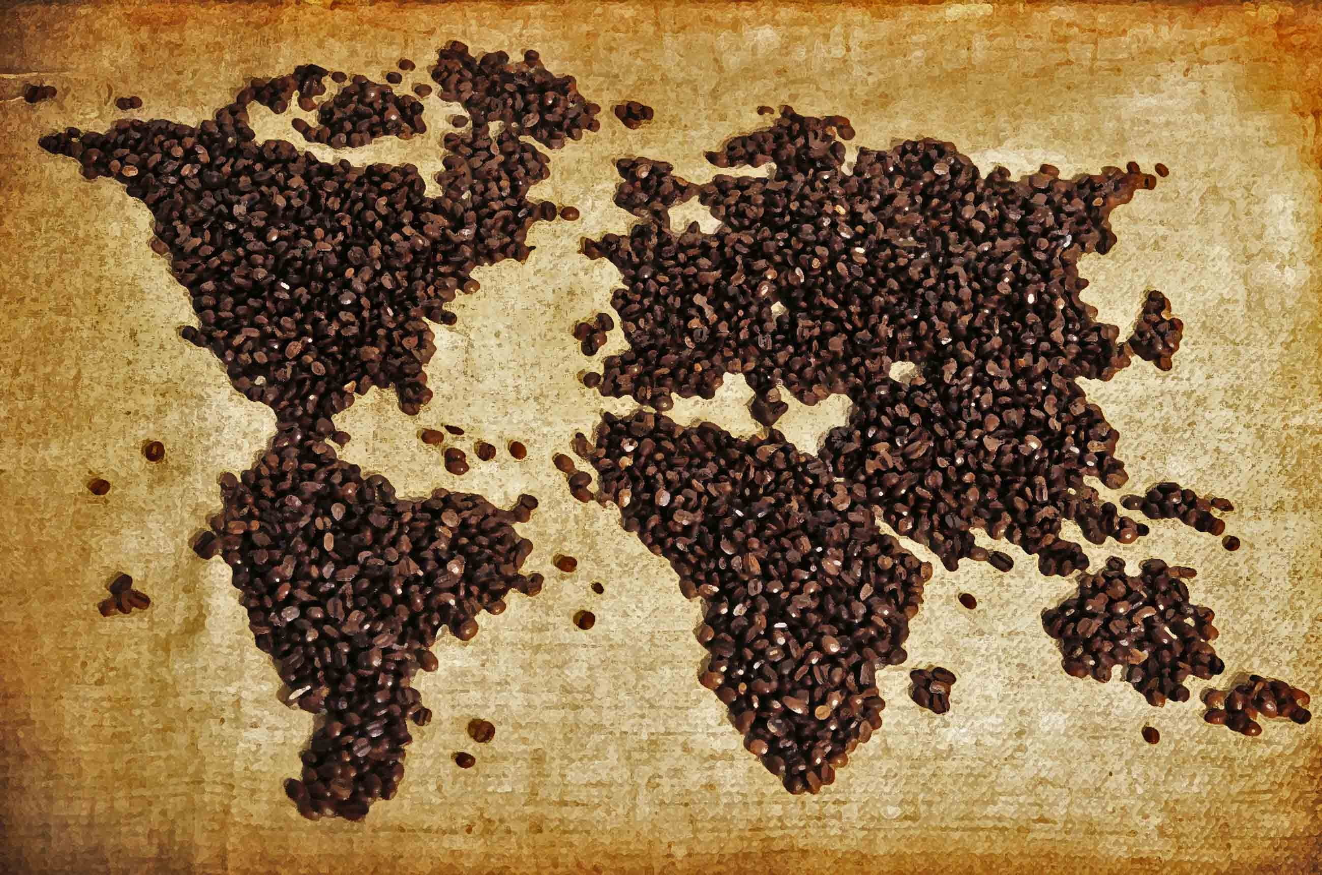 large group of objects, table, no people, high angle view, abundance, brown, food, freshness, refreshment, coffee - drink, food and drink, coffee, map, HD Wallpaper