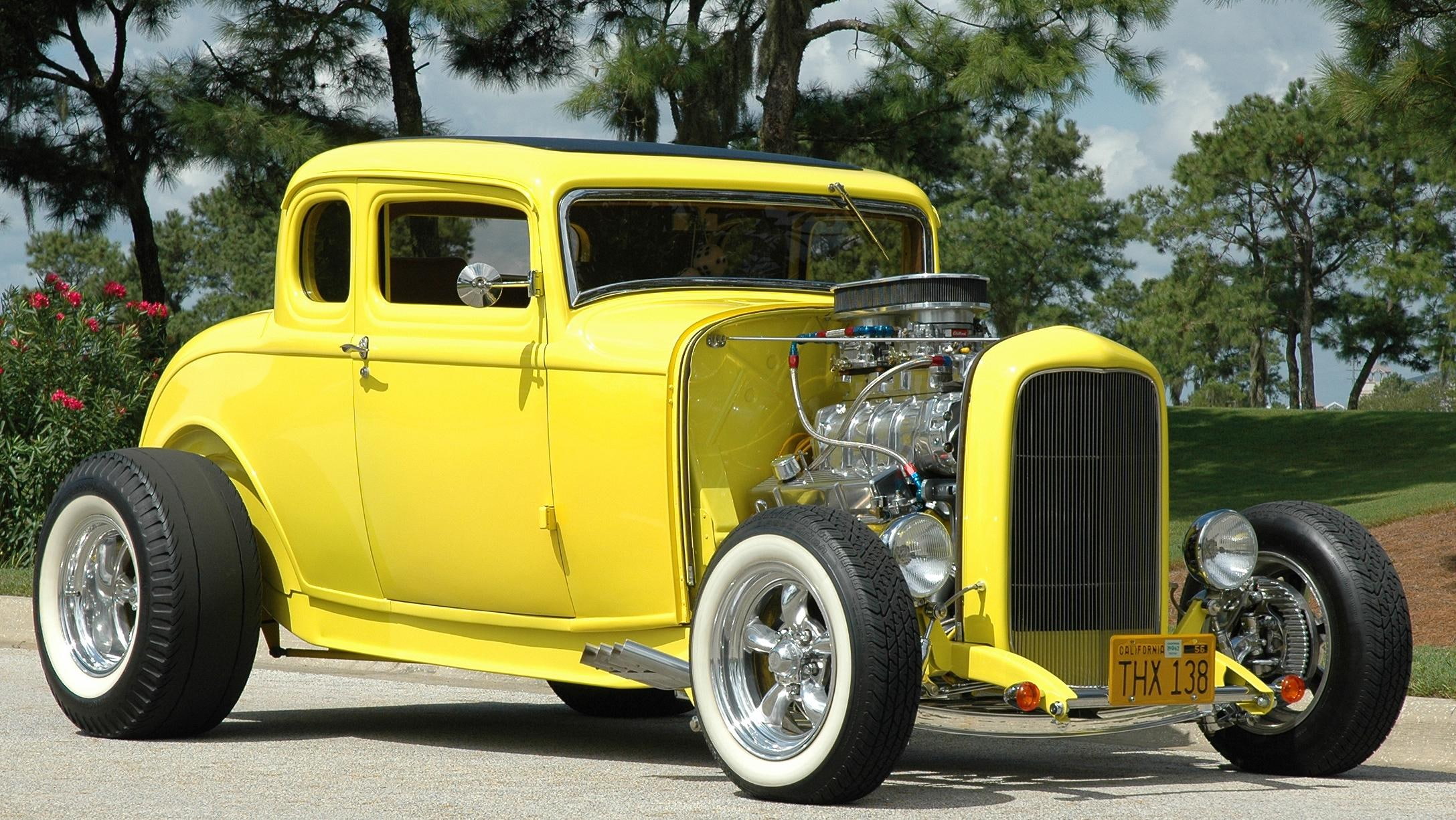 window, street, classic, 1080P, ford, custom, yellow, hotrod, antique, vintage, 1932, HD Wallpaper