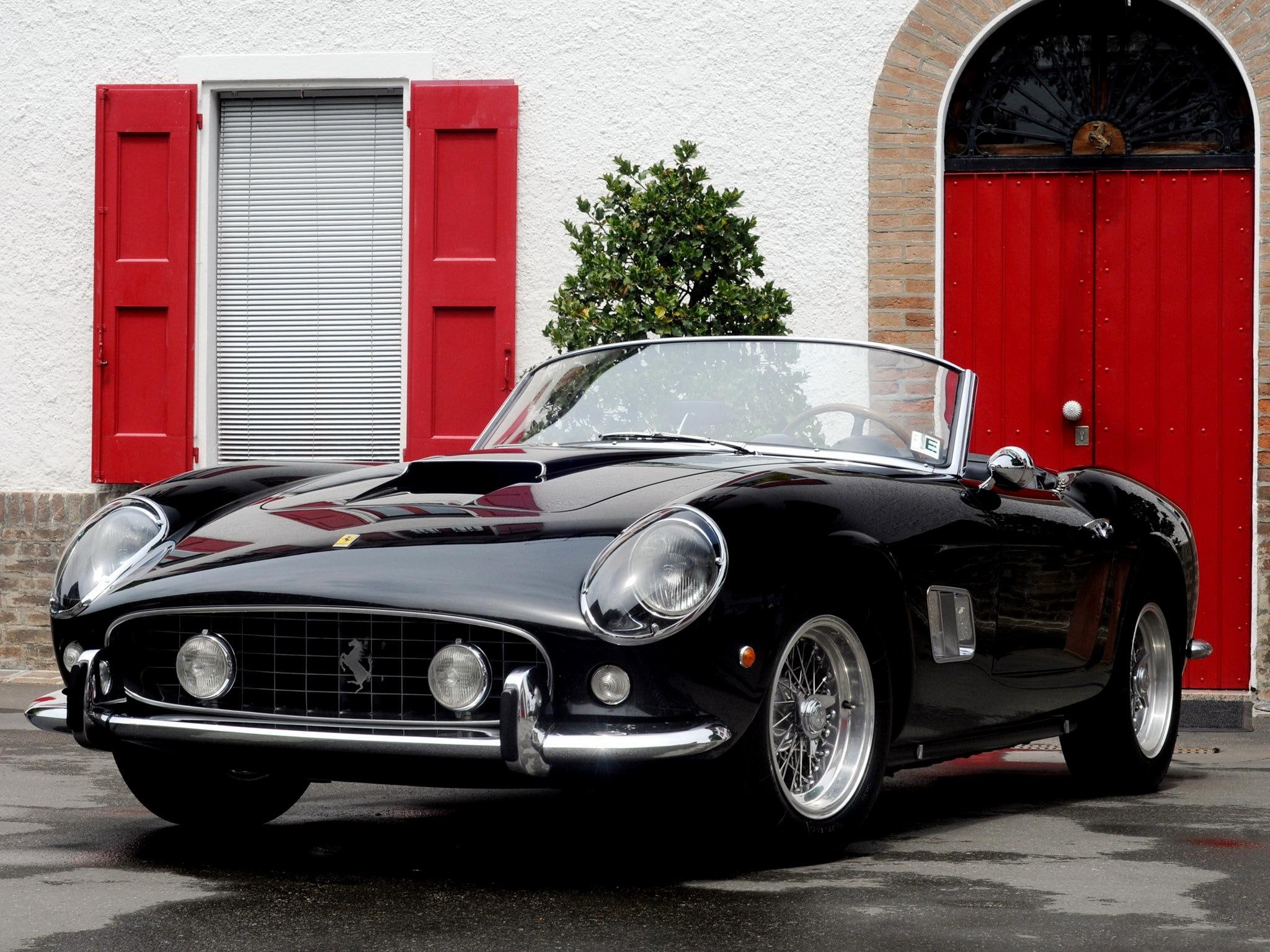 1080P, black, california, cars, classic, antique, ferrari, HD Wallpaper