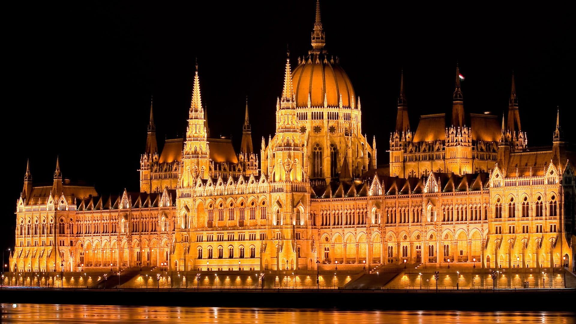ornate, no people, nature, s, night, building exterior, Budapest, gothic style, architecture, spire, tourism, river, red, sky, city, travel destinations, HD Wallpaper