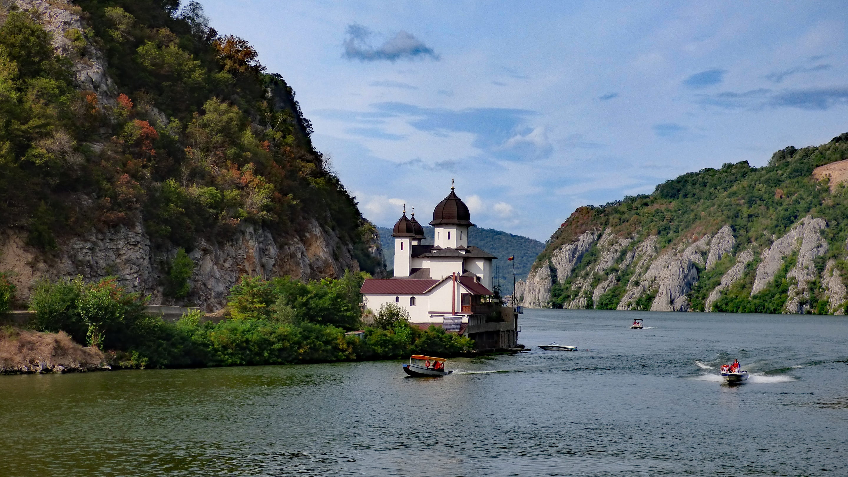 transportation, building exterior, plant, belief, day, architecture, outdoors, iron gate, river, nautical vessel, water, nature, mountain, land, danube, HD Wallpaper