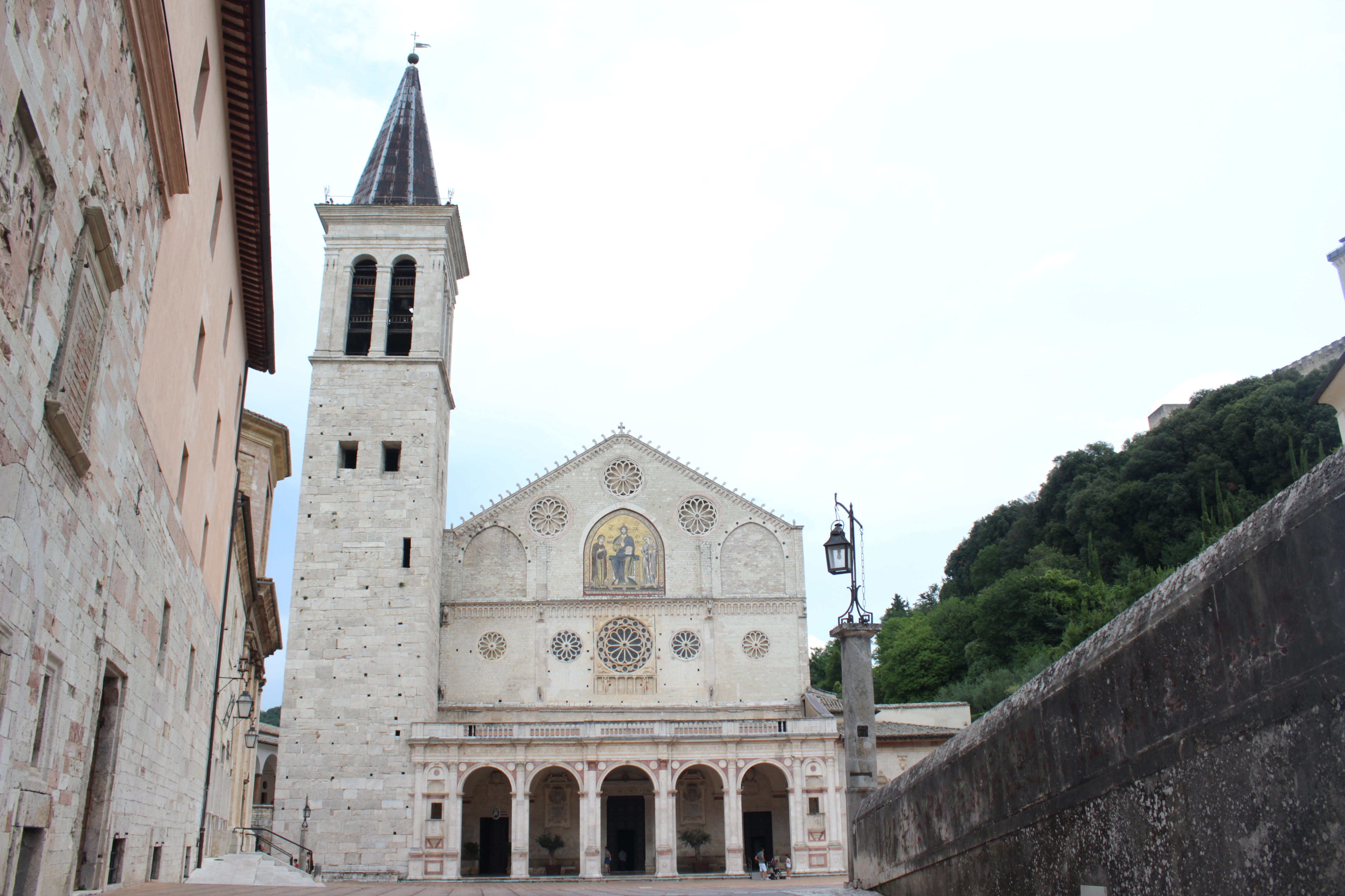 clock, sky, spoleto, spire, spirituality, history, 5K, outdoors, no people, low angle view, day, belief, umbria, place of worship, nature, the past, clear sky, HD Wallpaper