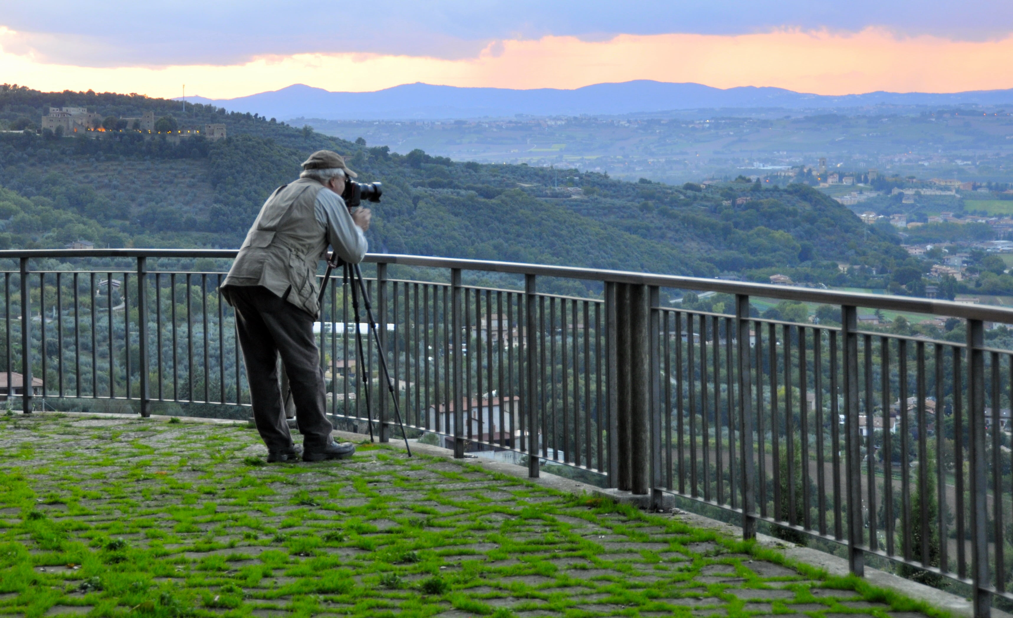 landmark, technology, 2K, mountain range, photographer, real people, men, panorama, one person, full length, landscape, scenics - nature, lifestyles, perugia, HD Wallpaper