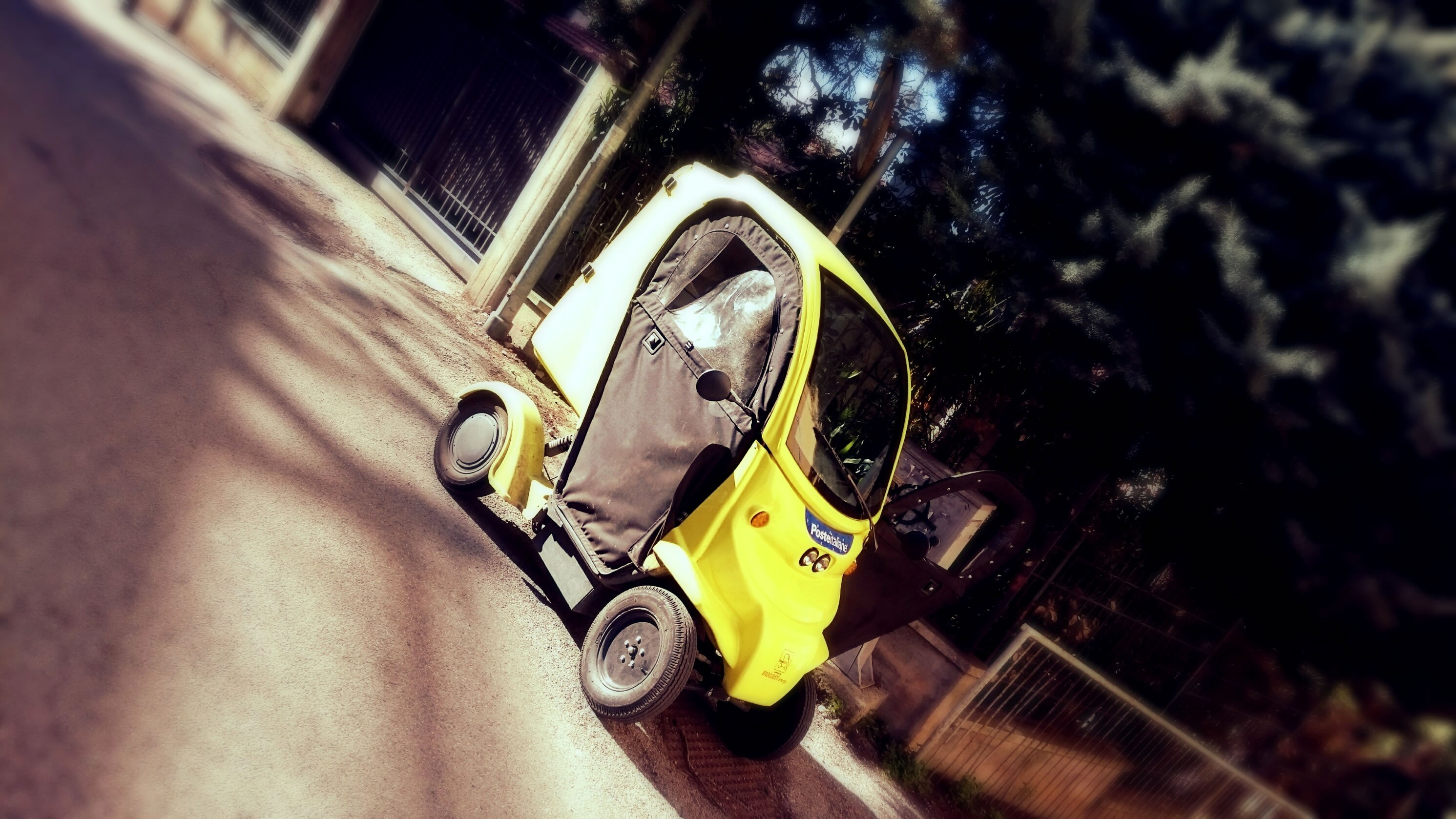 taxi, mode of transportation, postal veichule, travel, italy, yellow, post, transportation, motion, tire, selective focus, stationary, perugia, day, car, HD Wallpaper