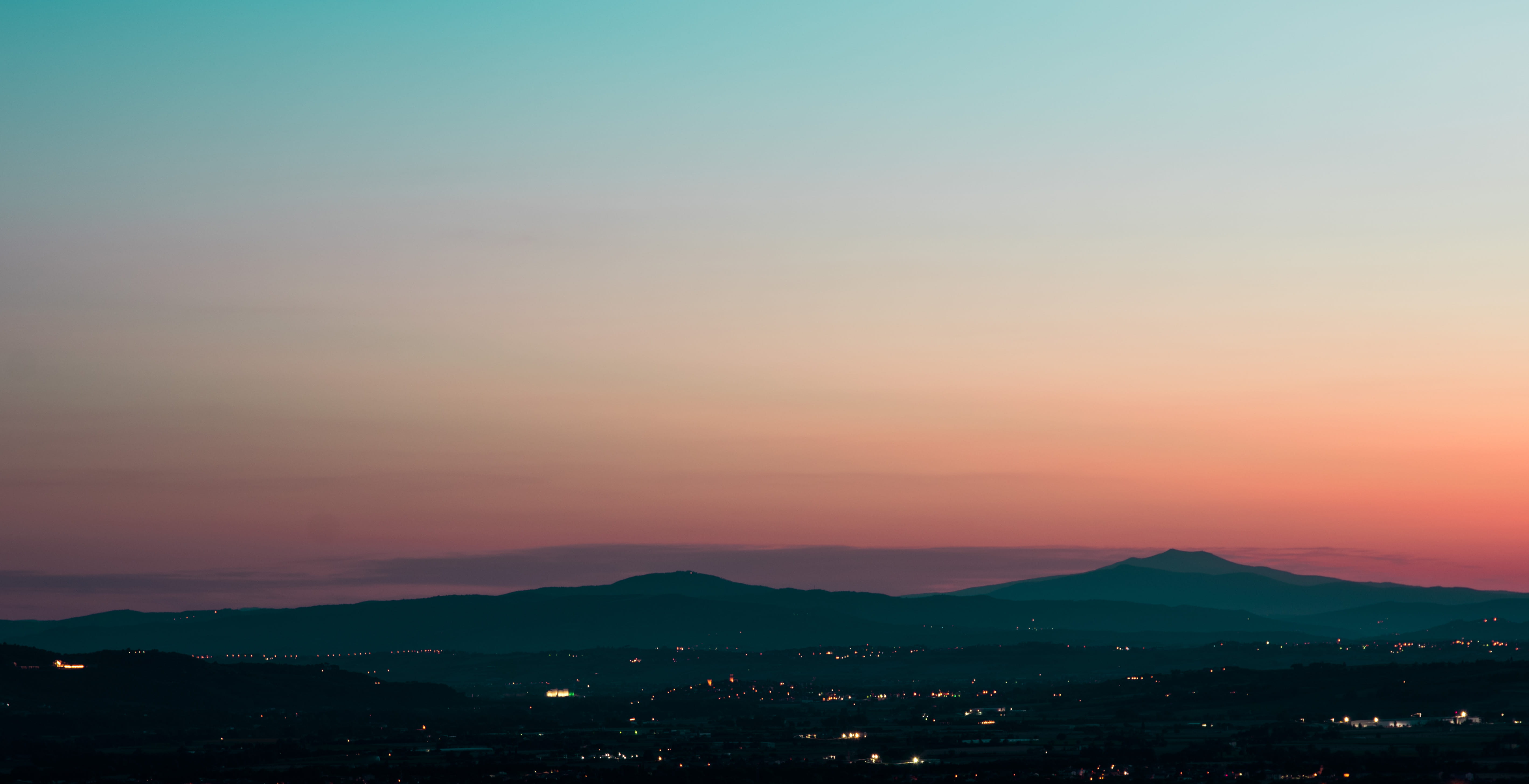 architecture, building exterior, silhouette, italia, romantic sky, italy, tranquil scene, sunset, night, assisi, cityscape, 5K, outdoors, copy space, illuminated, HD Wallpaper