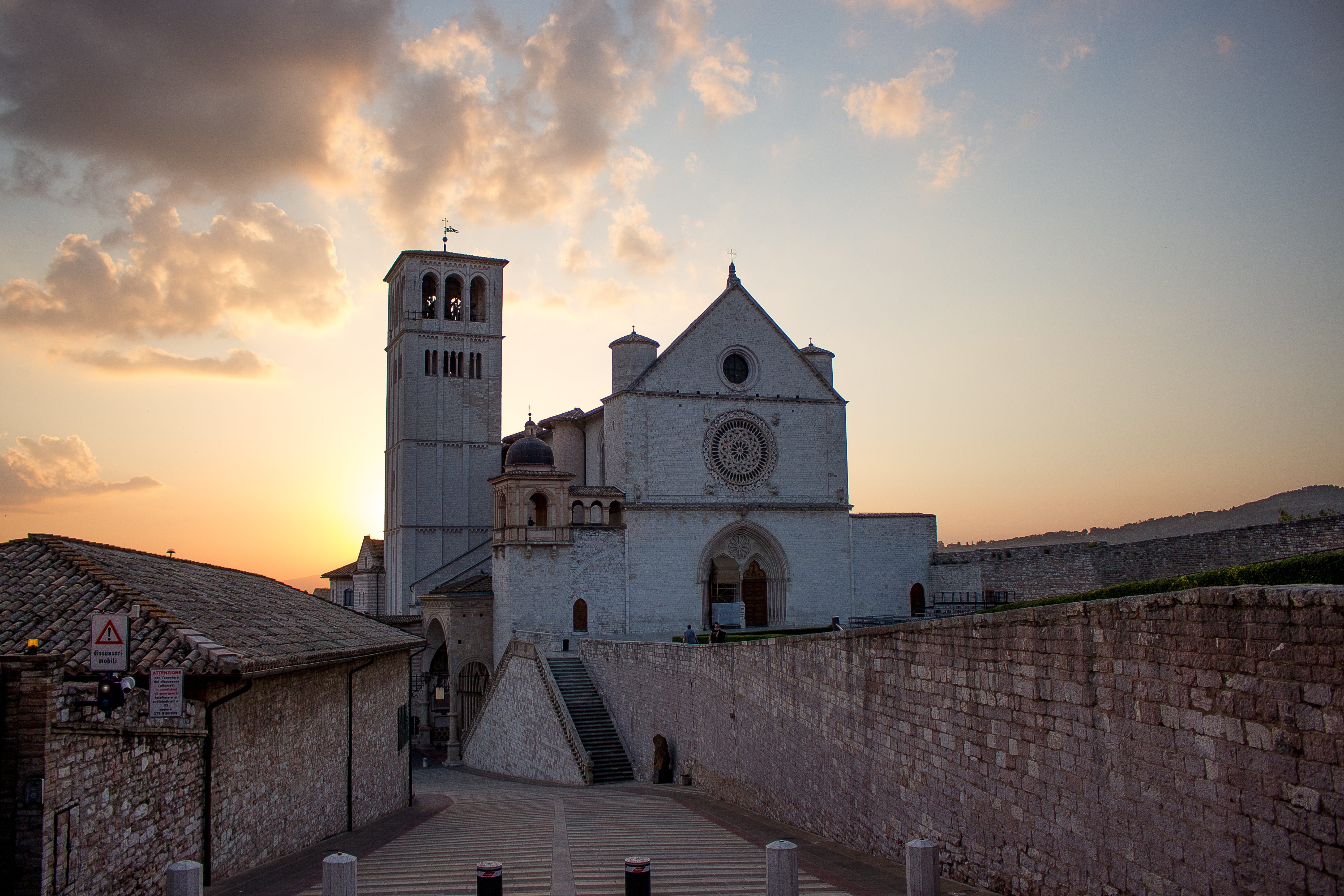 no people, city, religion, sunset, assisi, travel destinations, place of worship, spirituality, tower, architecture, belief, the past, monastery, sky, culture, HD Wallpaper