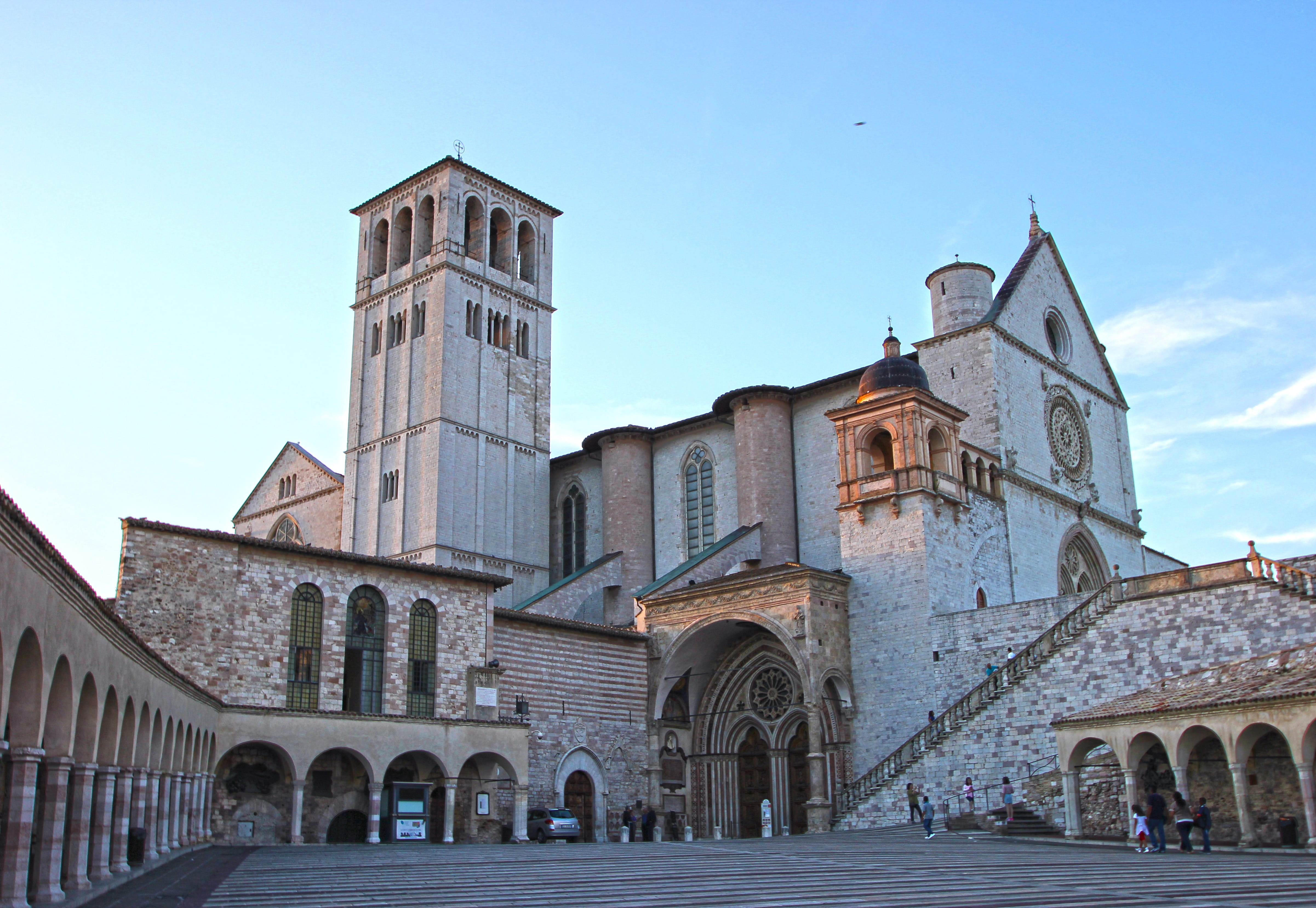 travel destinations, clear sky, history, day, building, spire, 4K, nature, umbria, sky, religion, spirituality, pilgrimage, st francis, the past, building exterior, HD Wallpaper