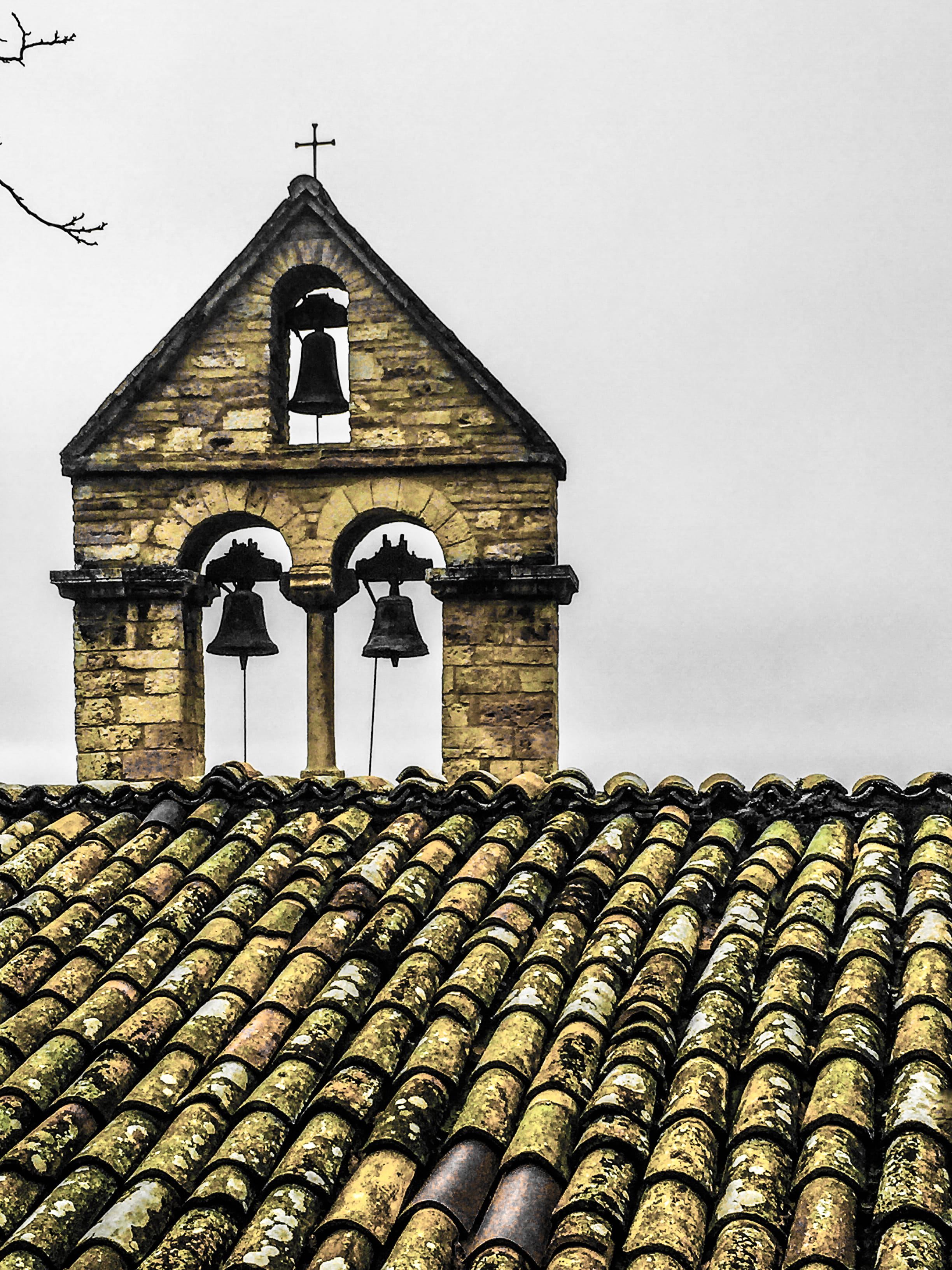 place of worship, day, low angle view, built structure, cross, religion, building, roof, roof tile, nature, belief, santo stefano, assisi, shingles, no people, Phone HD Wallpaper