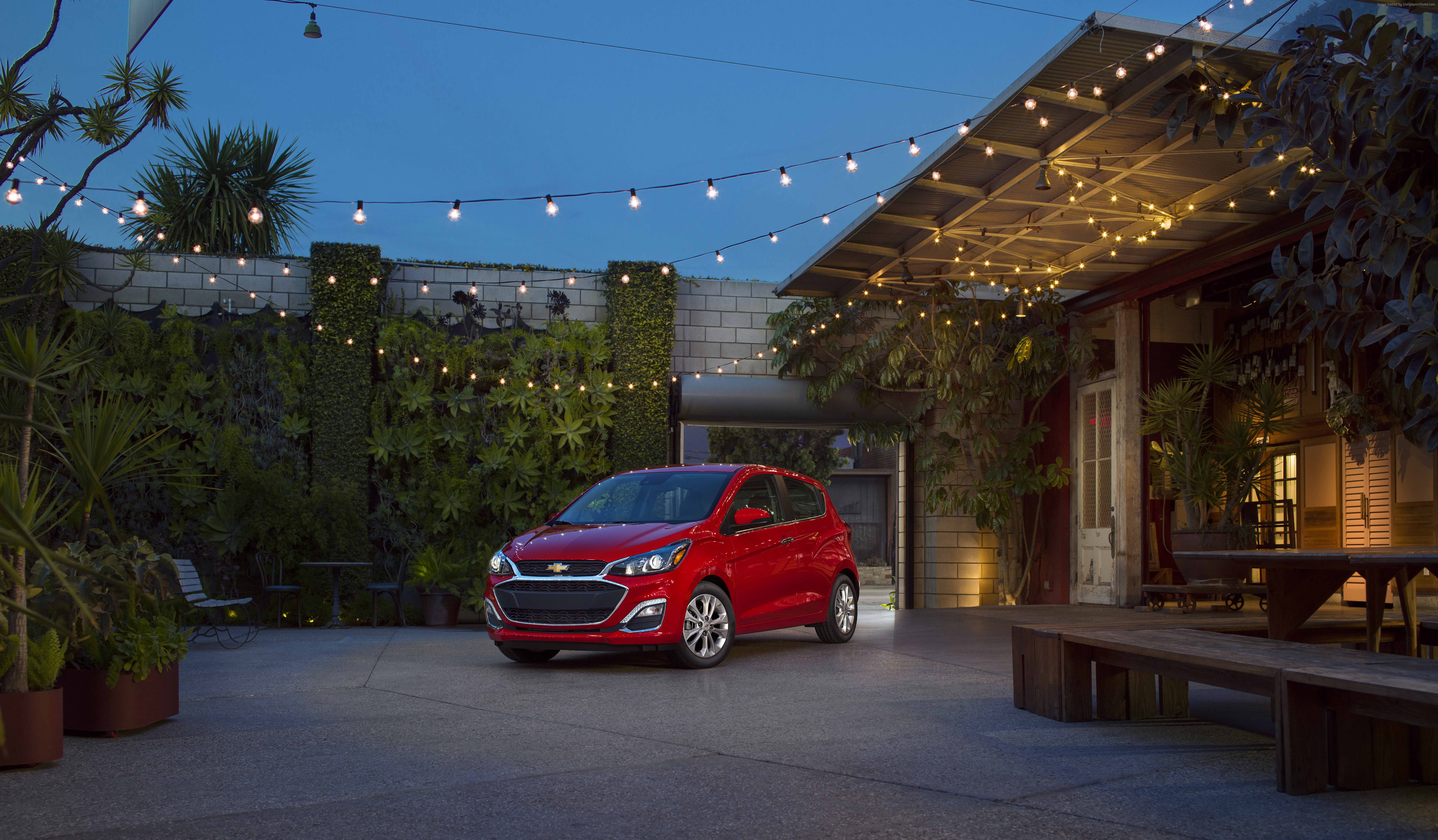 illuminated, outdoors, built structure, 2019 Cars, building, mode of transportation, christmas, sky, plant, Chevrolet Spark, building exterior, red, city, HD Wallpaper
