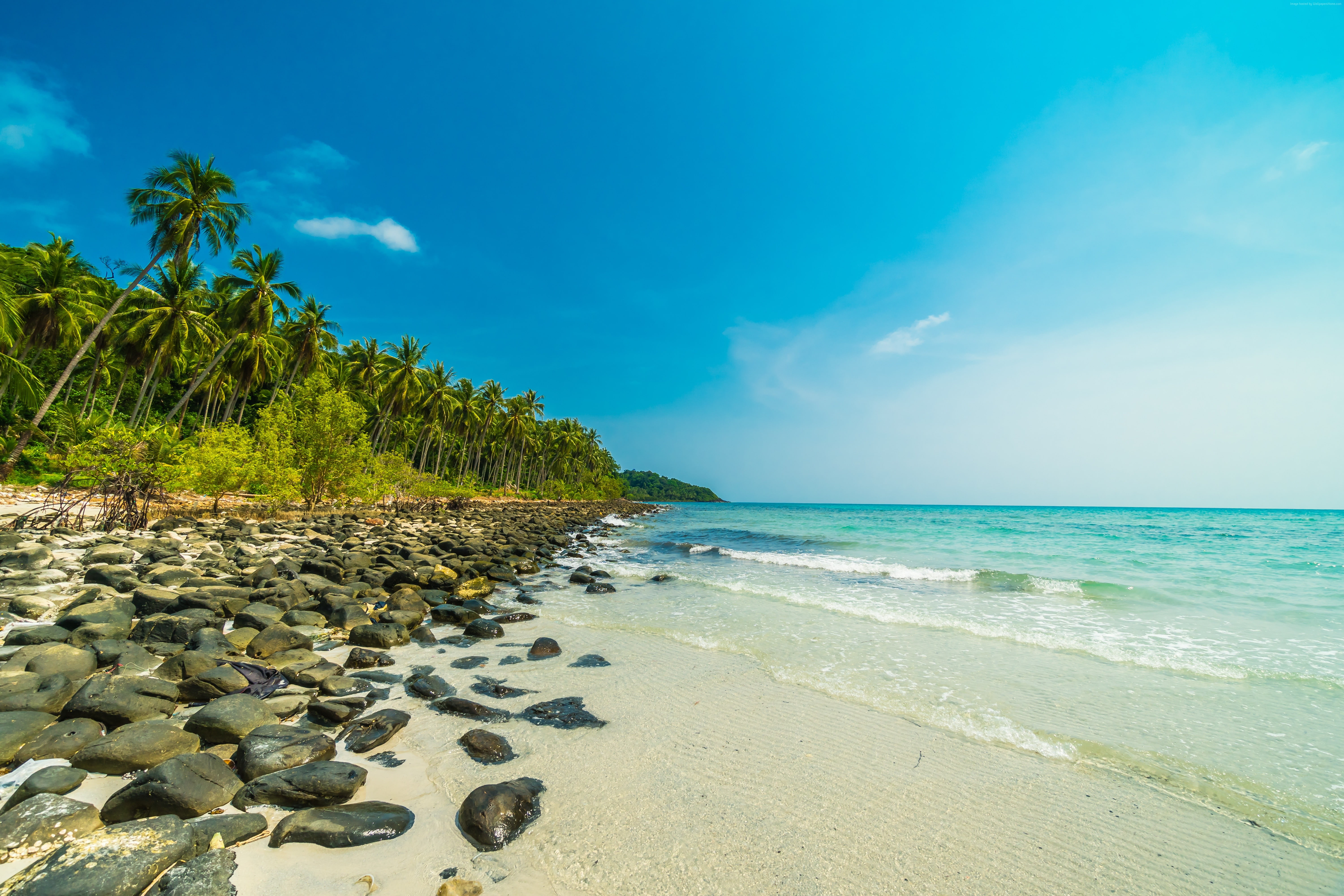5K, Ko Phangan, beach, 6K, ocean, Thailand, HD Wallpaper