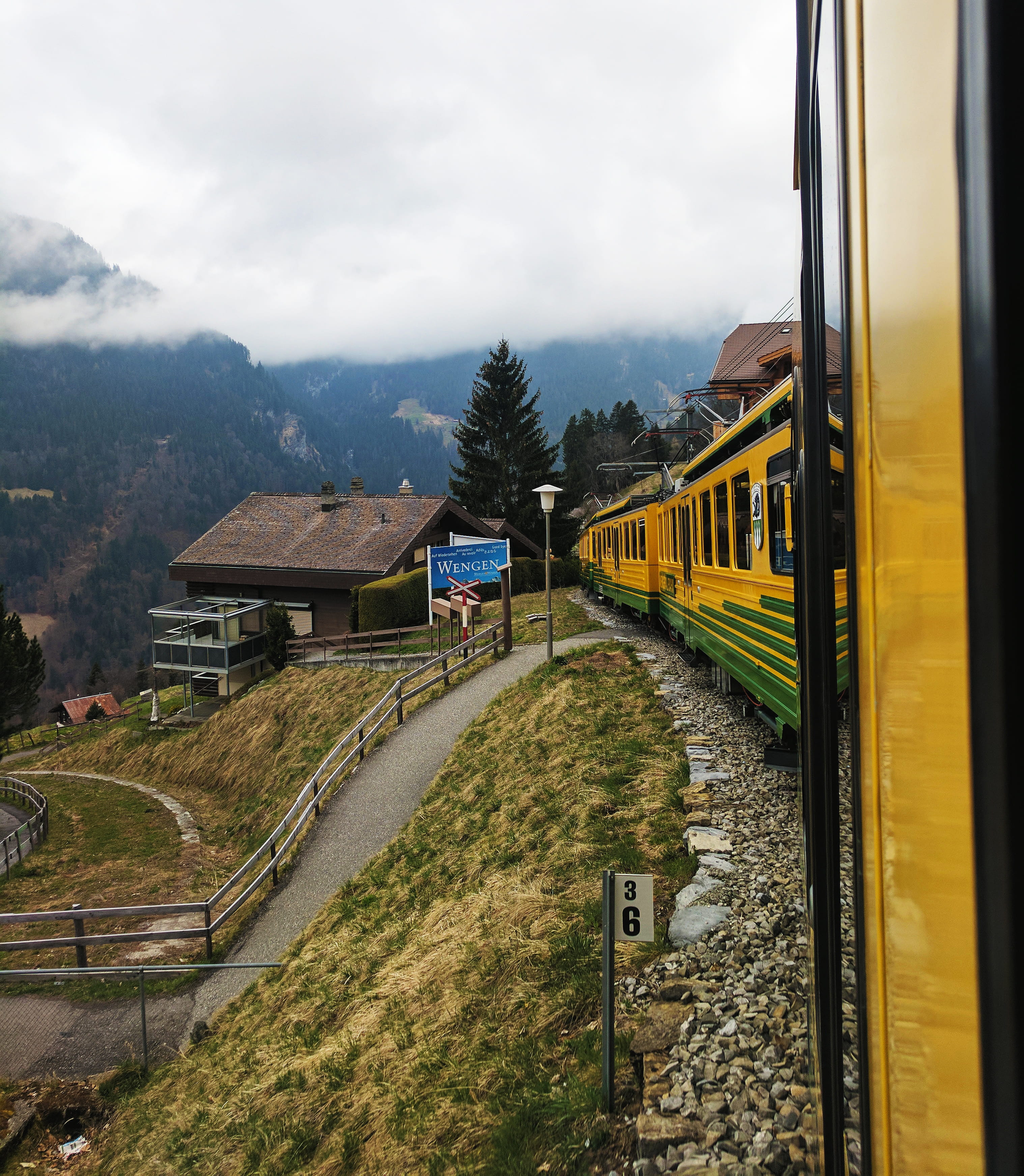 nature, valley, transportation, trees, mode of transportation, rail transportation, ski, grass, built structure, travel, incidental people, cloud - sky, Phone HD Wallpaper