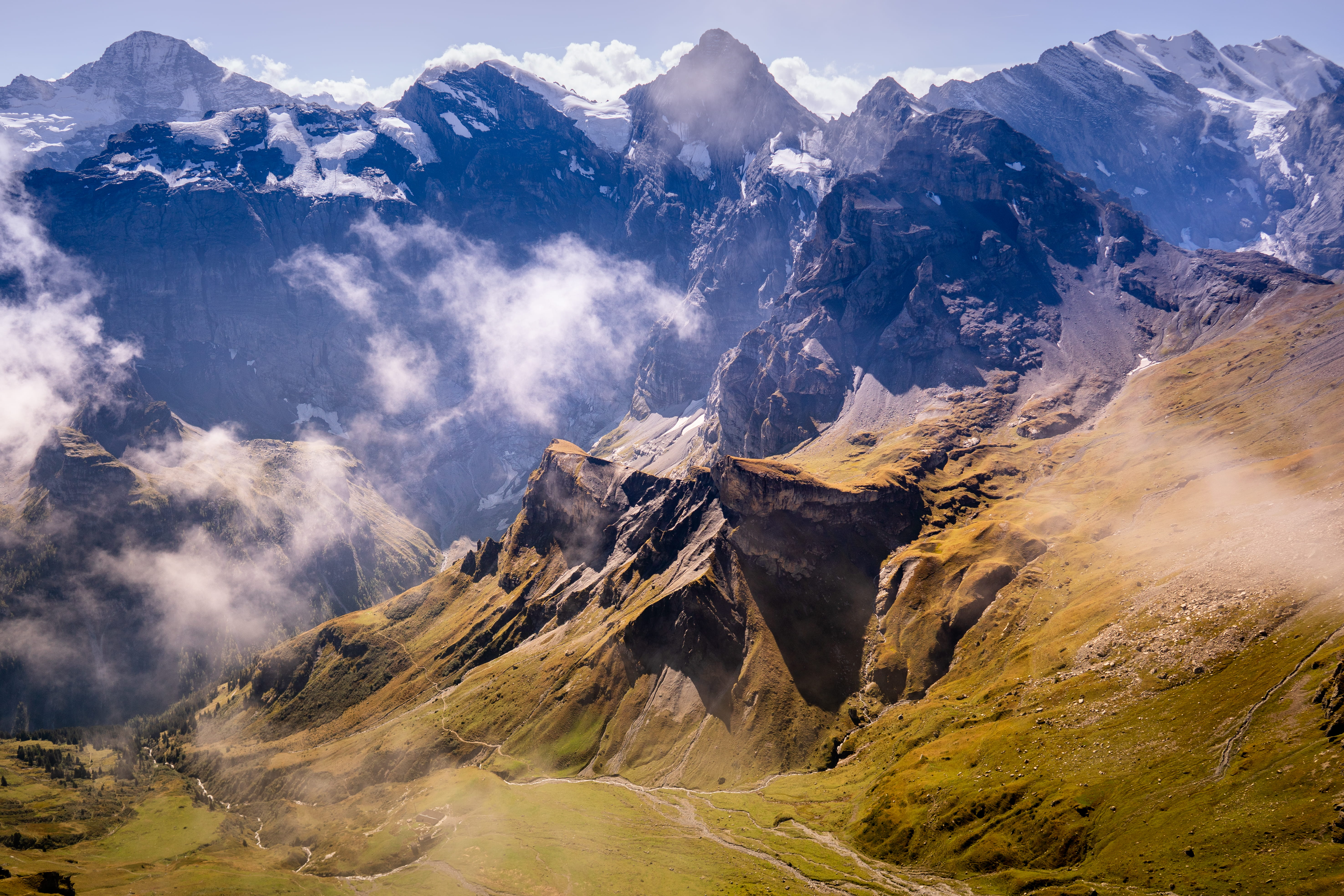 mountain peak, mountain, snowcapped mountain, schilthorn, snow, sky, no people, nature, cold temperature, beauty in nature, tranquility, non-urban scene, HD Wallpaper