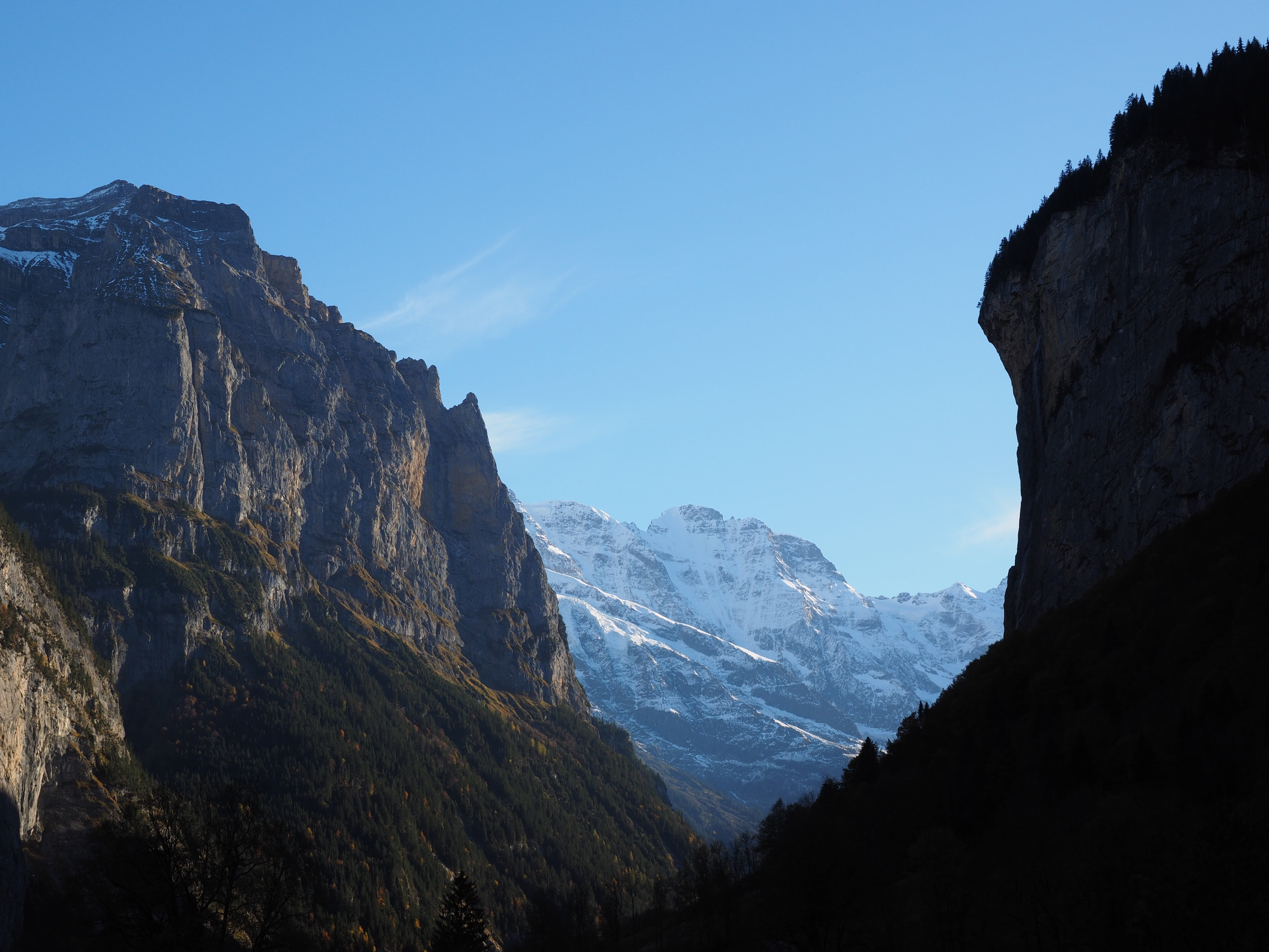 landscape, snowcapped mountain, eng, valley, rock wall, beauty in nature, grosshorn, solid, tranquil scene, sky, lauterbrunnen, scenics, cold temperature, HD Wallpaper