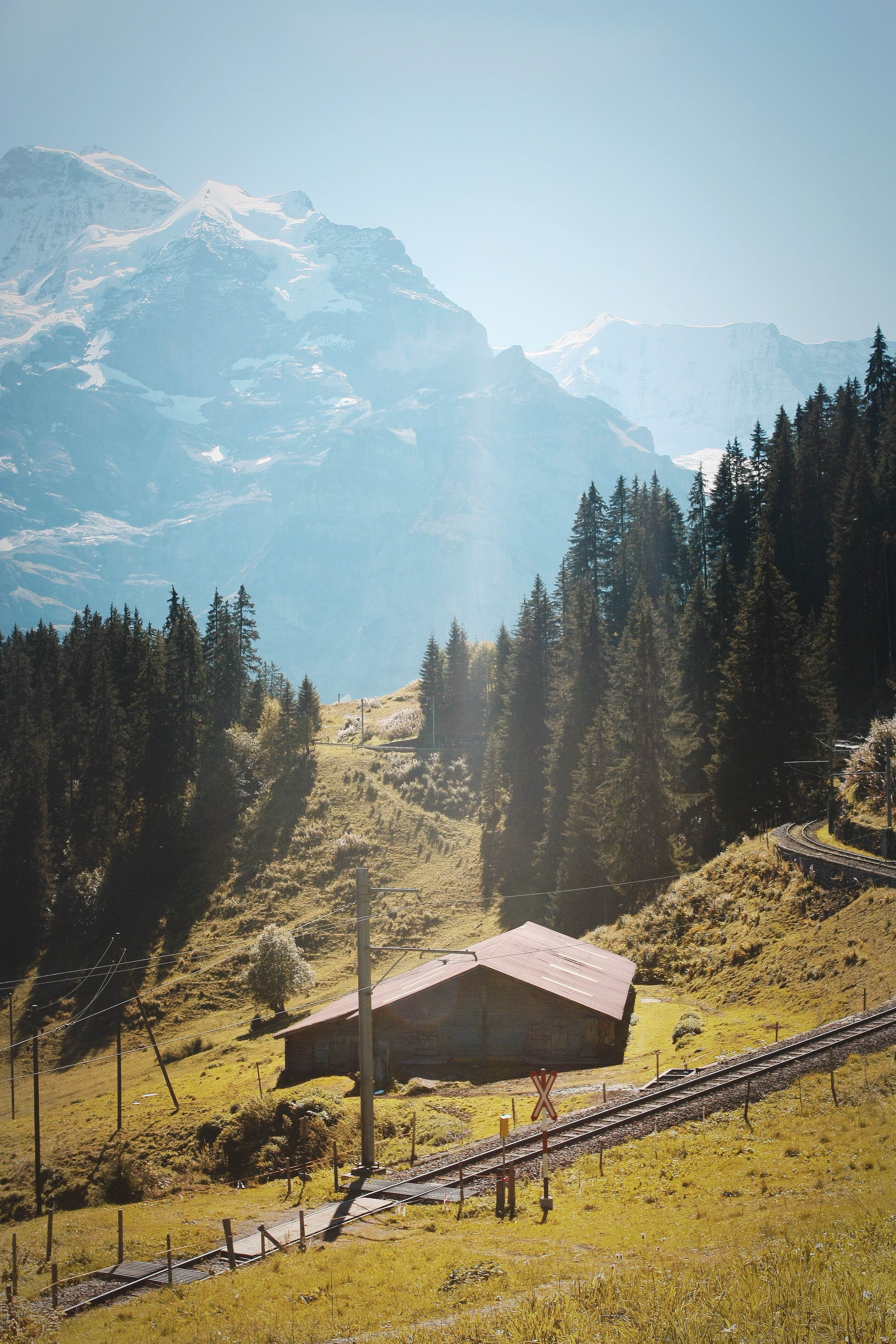 sky, outdoors, field, day, transportation, beauty in nature, scenics - nature, tent, tranquil scene, building, landscape, tree, train track, housing, nature, Phone HD Wallpaper