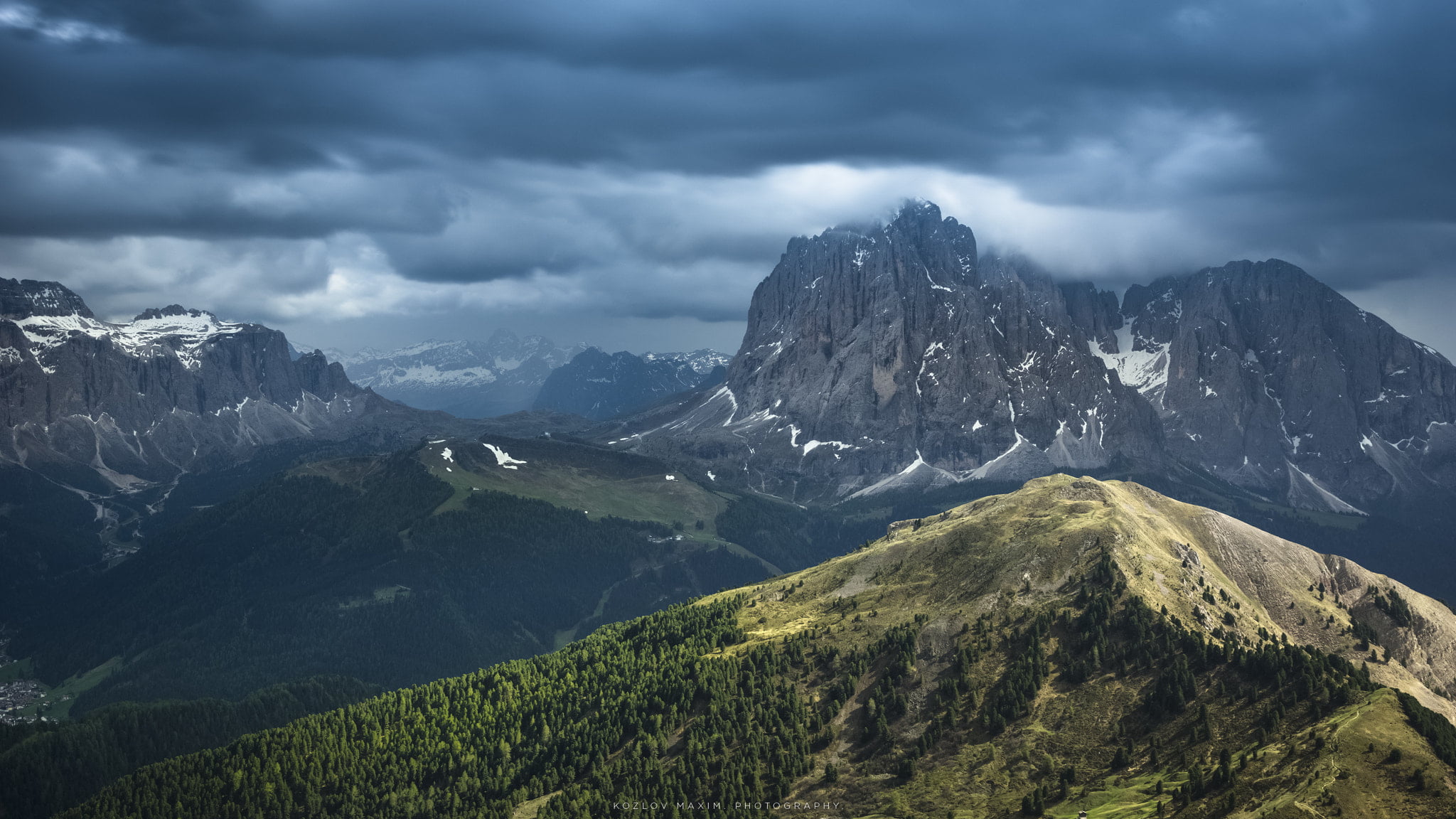 mountain peak, nature, clouds, mountains, scenics - nature, no people, cloud - sky, 1080P, snow, landscape, tranquil scene, environment, tranquility, overcast, HD Wallpaper