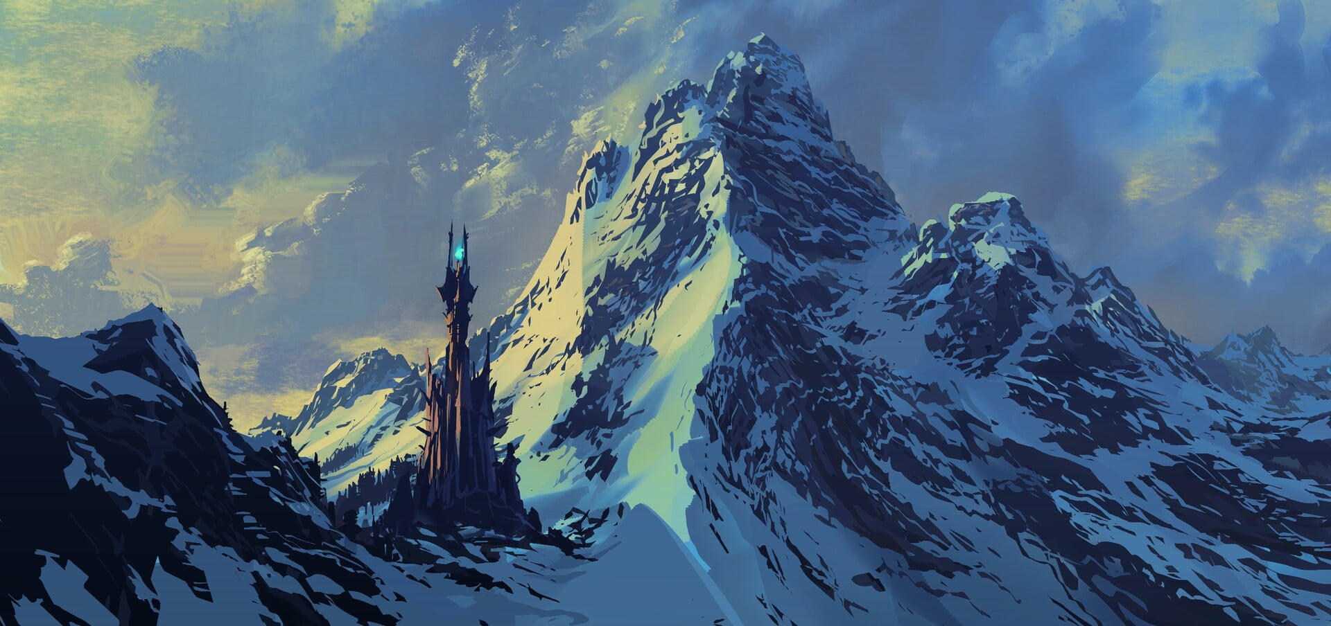 digital art, fantasy art, Philipp A. Ulrich, snow, 1080P, mountains, tower, HD Wallpaper