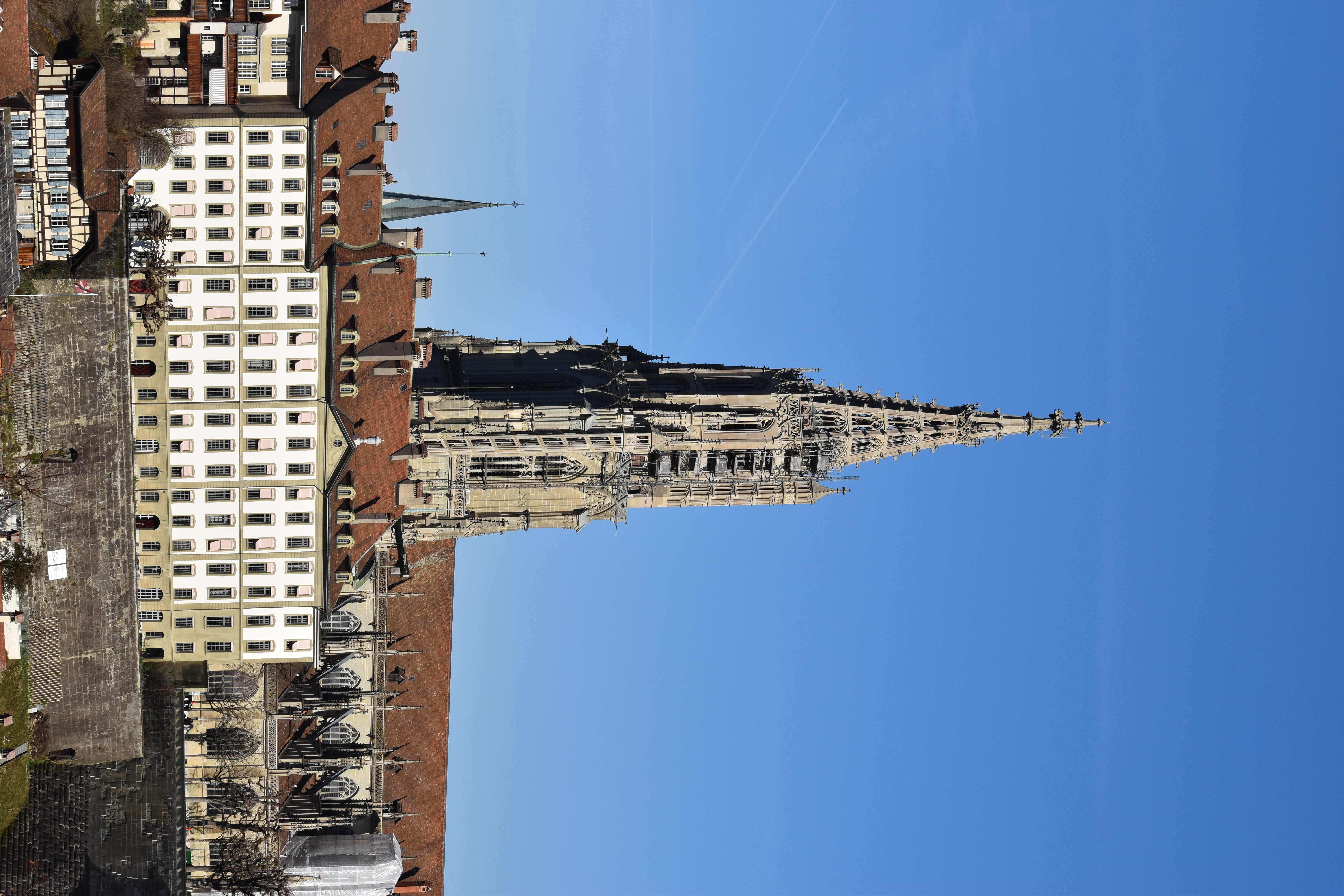 outdoors, blue sky, bern, town, building exterior, spirituality, blue, religion, travel destinations, house, nature, built structure, switzerland, clear sky, HD Wallpaper