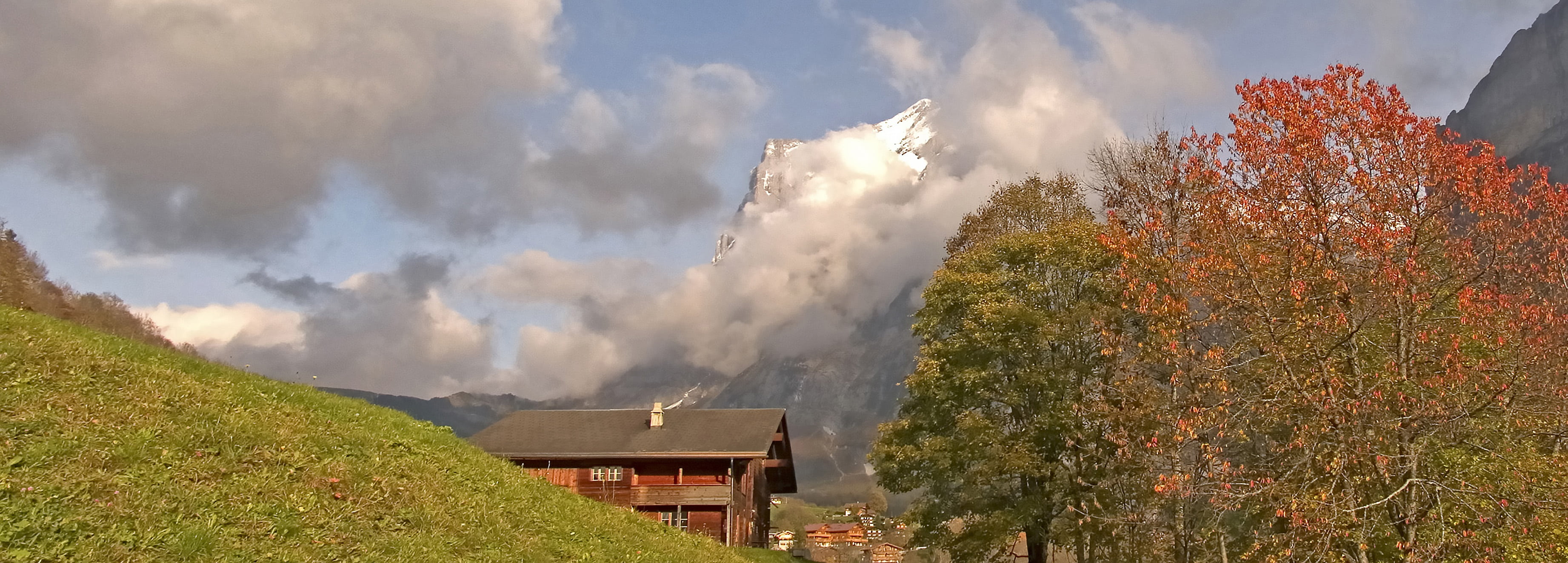 panorama, meadow, berner, summit, mountain meadows, beautiful, calendar image, day, no people, bernese oberland, lake, farmhouses, autumn, 2K, mountains, HD Wallpaper