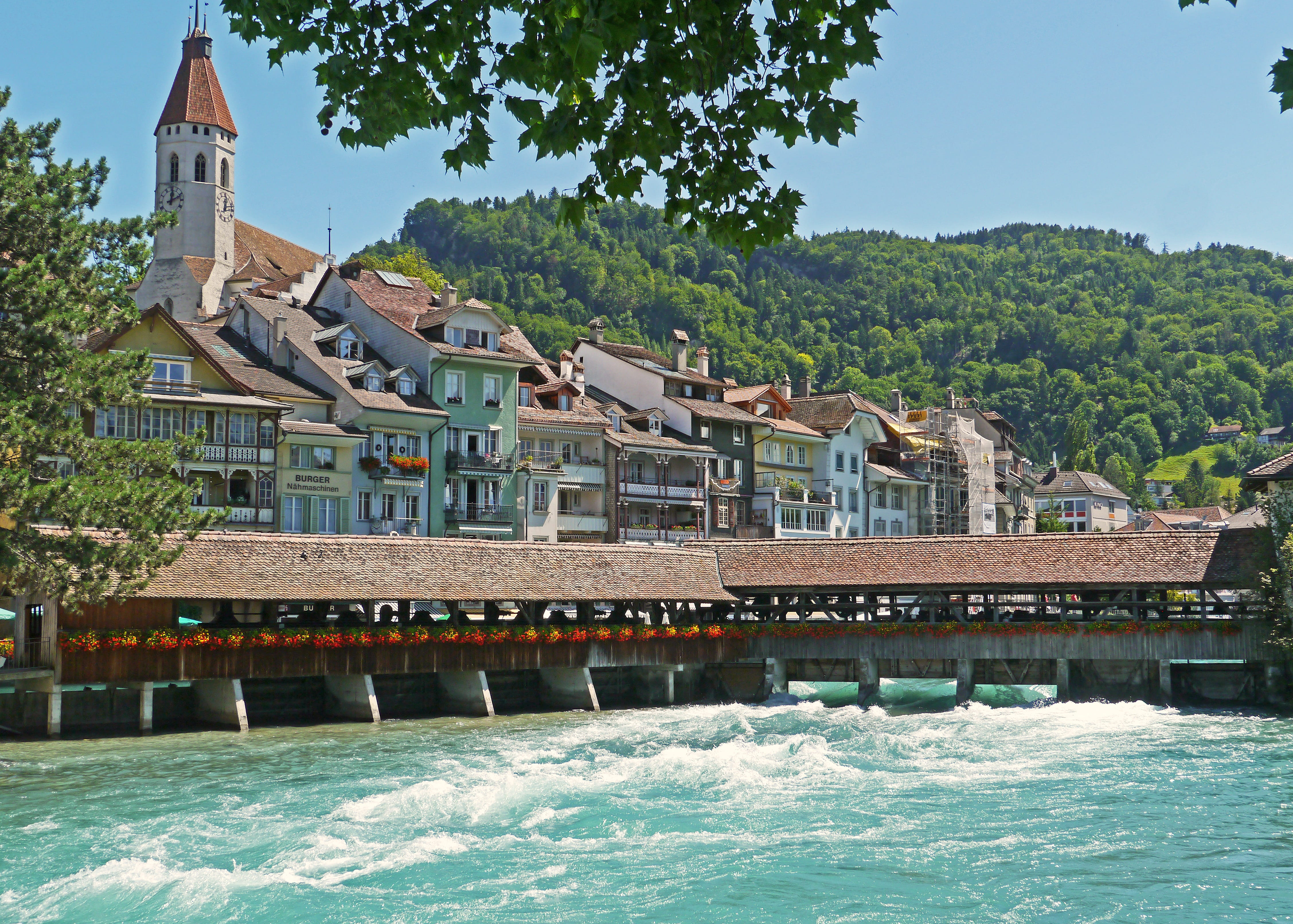 building Exterior, mountains, spray, water, weir, architecture, alps river, plant, outdoors, aarebrücke, forward, travel Locations, built Structure, house, HD Wallpaper