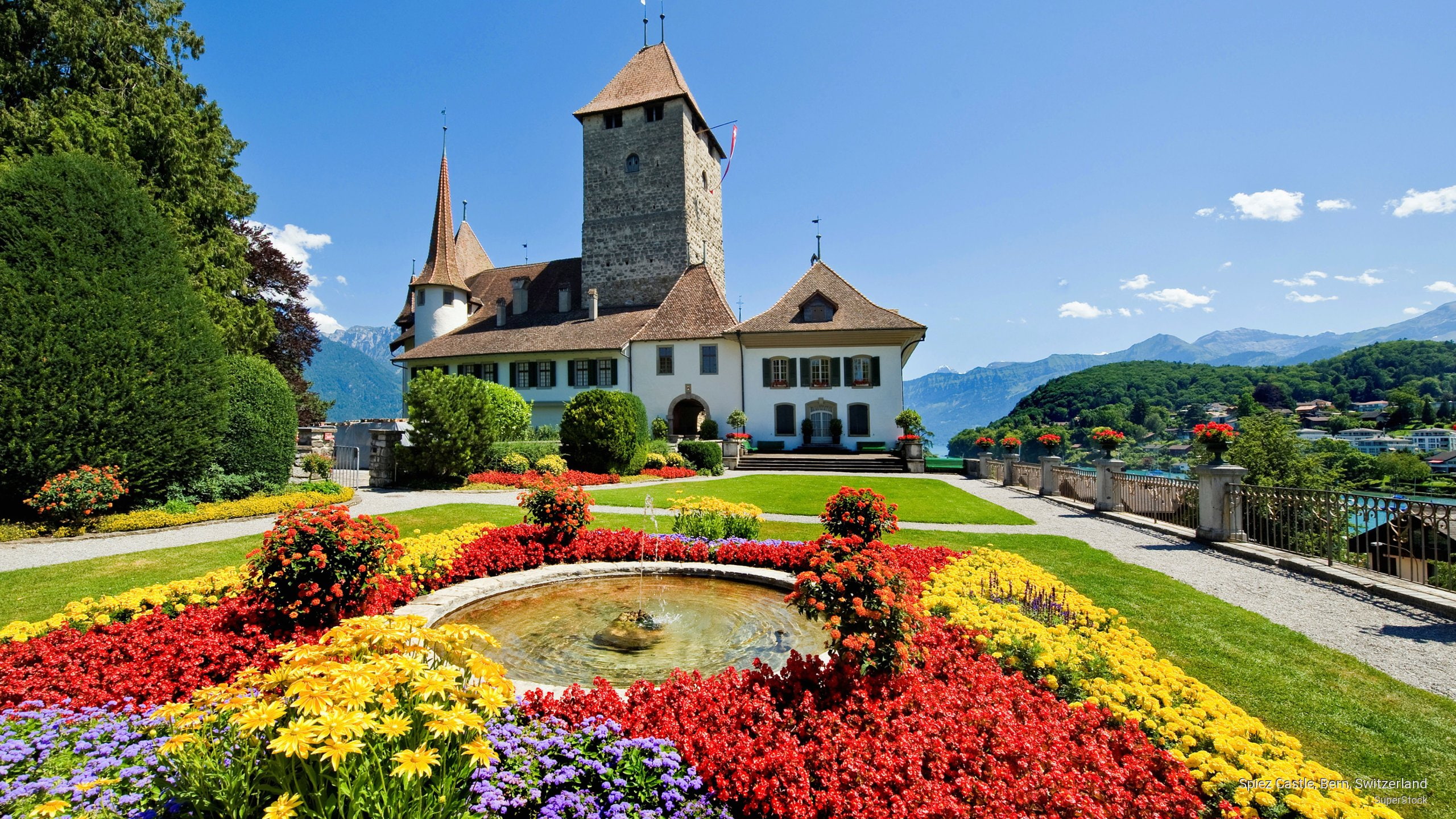 bern, Landmarks, 2K, spiez, castle, switzerland, HD Wallpaper