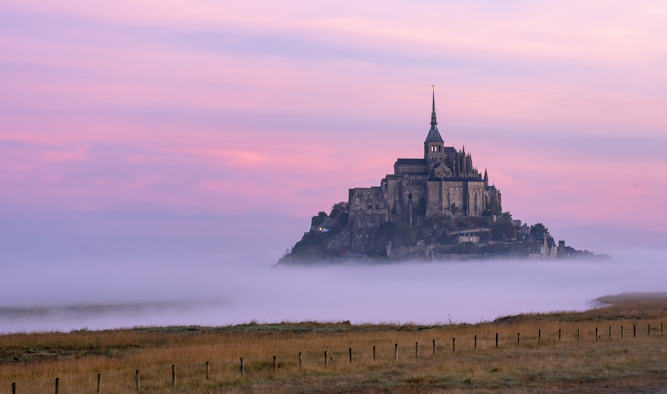 Abbey, 1080P, Fog, Mont Saint-Michel, France, Religious, HD Wallpaper