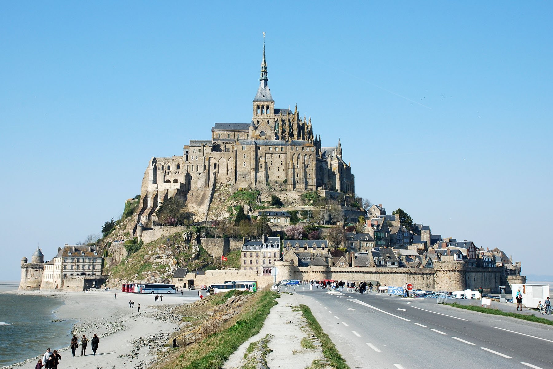 castle, church, 720P, monastery, saint, michel, france, abbey, french, cathedral, mont, saint michel, HD Wallpaper