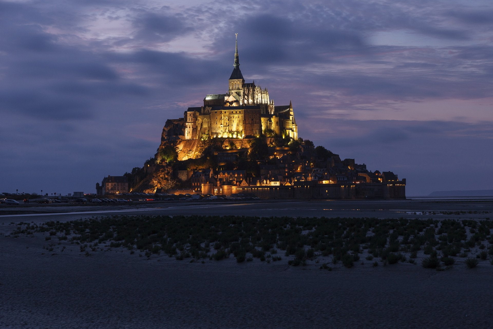 cathedral, france, monastery, saint michel, church, french, michel, 1080P, castle, mont, abbey, saint, HD Wallpaper