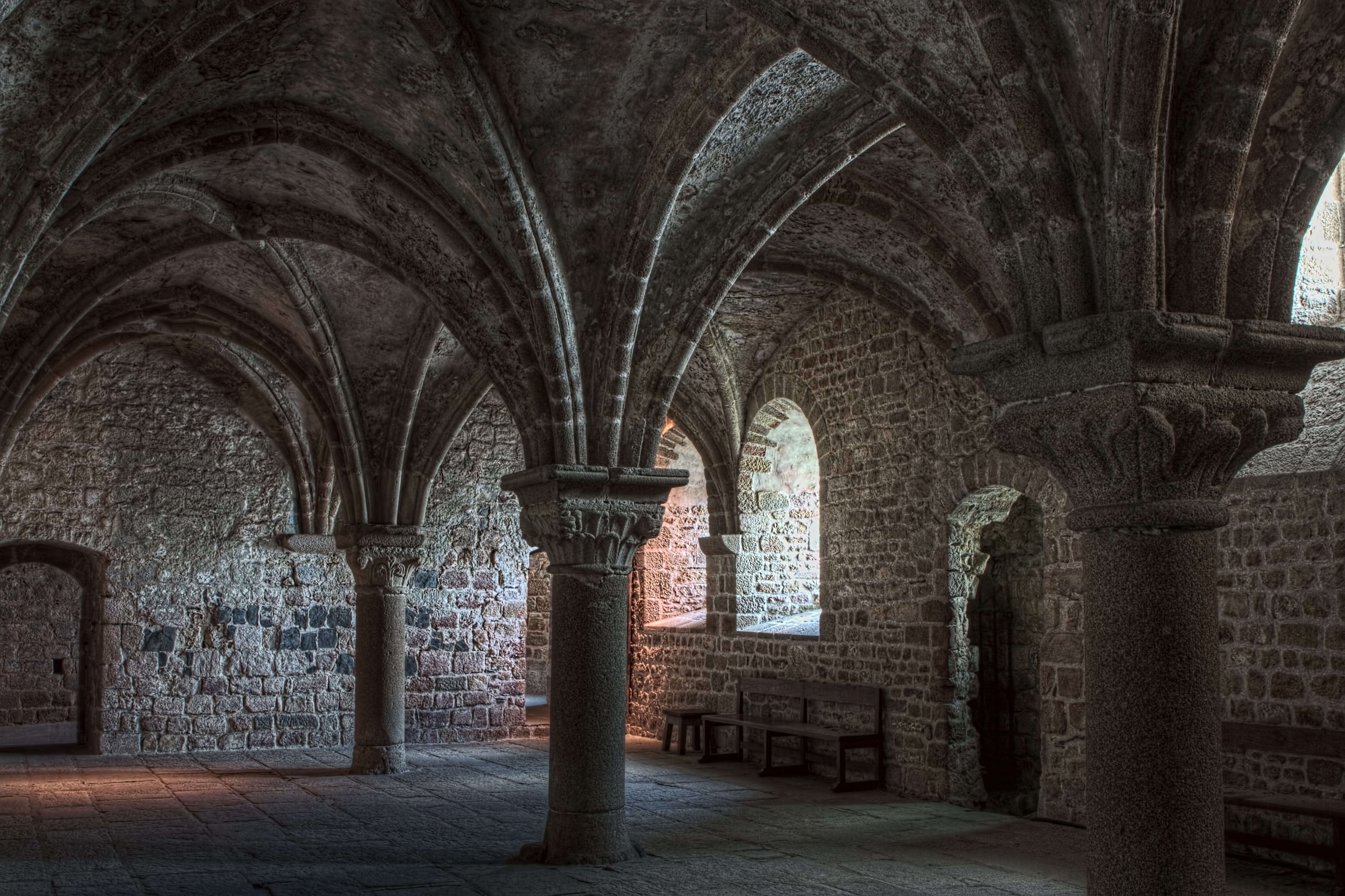sky, religion, spirituality, no people, place of worship, landmark, historical, arcade, old, religious, travel, abbey, built structure, day, mont st michael, HD Wallpaper