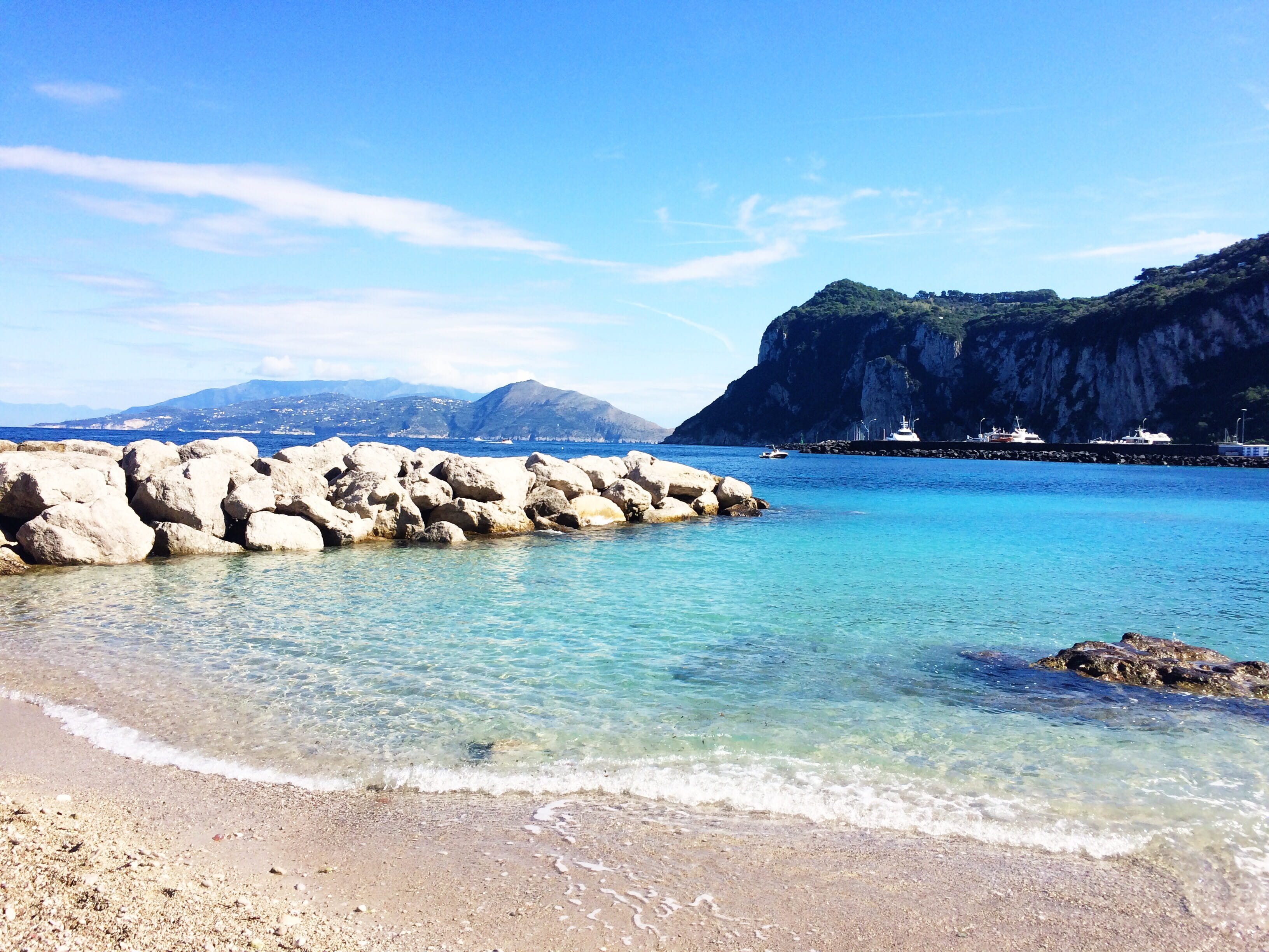 tranquil scene, naples, nature, day, cloud - sky, seascape, vacation, sky, sea, coastline, panorama, amalfi, sorrento, rock, solid, near, outdoor, body, HD Wallpaper