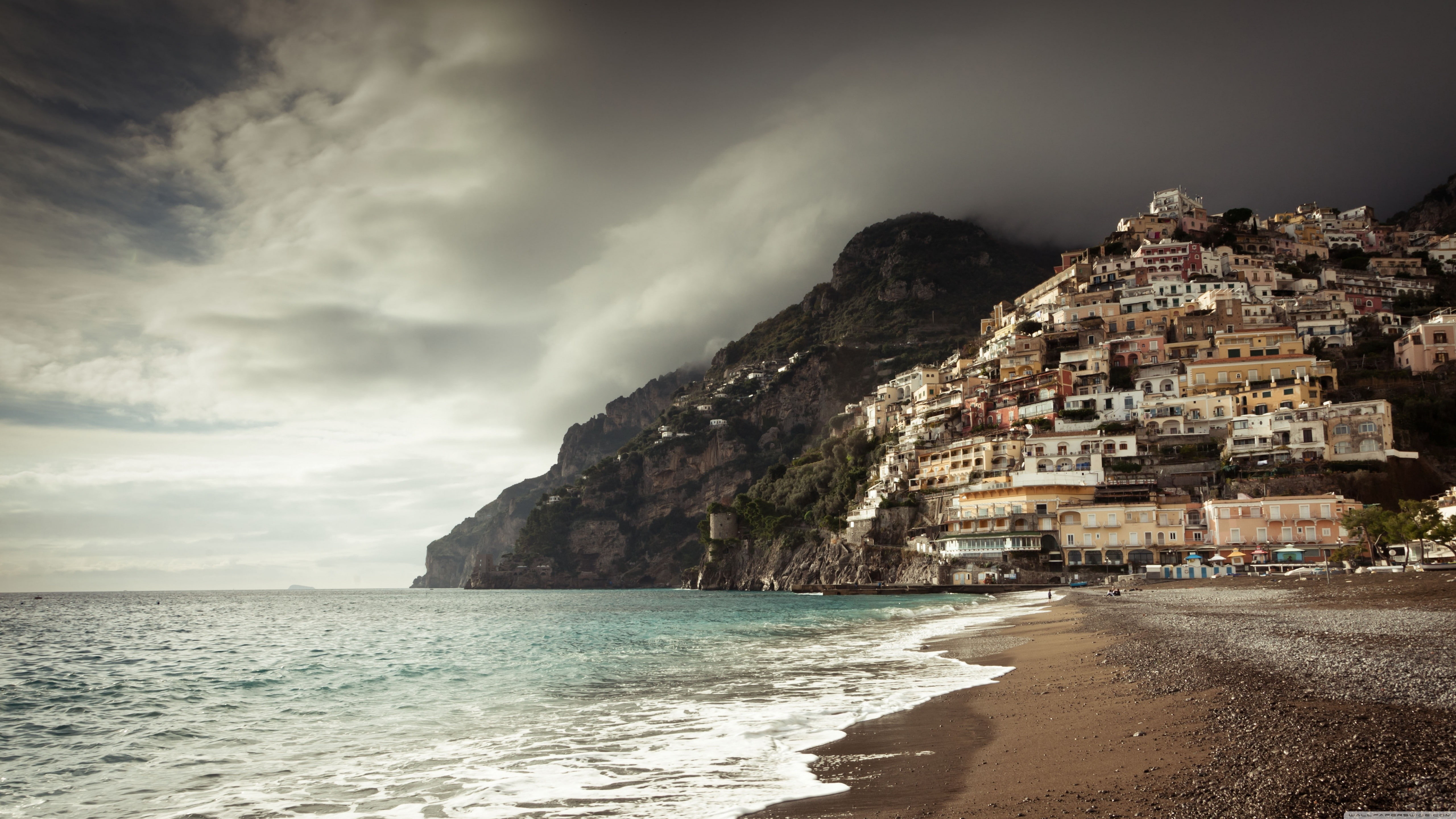 5K, italy, 5k, 8k, positano coast, clouds, HD Wallpaper
