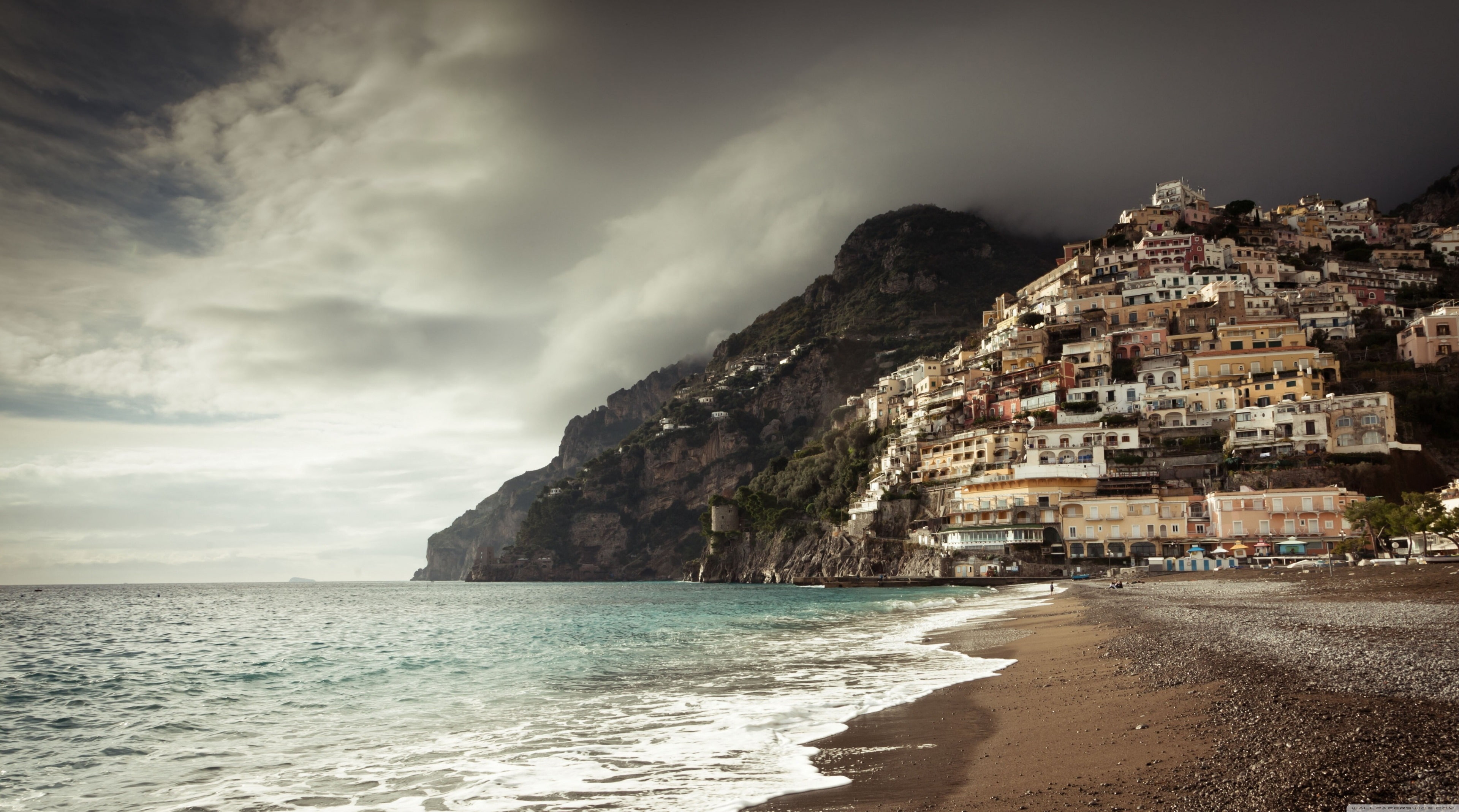 4K, land, beach, building exterior, nature, sky, beauty in nature, sea, cliff, architecture, travel destinations, surfing, outdoors, water, horizon, cloud - sky, HD Wallpaper