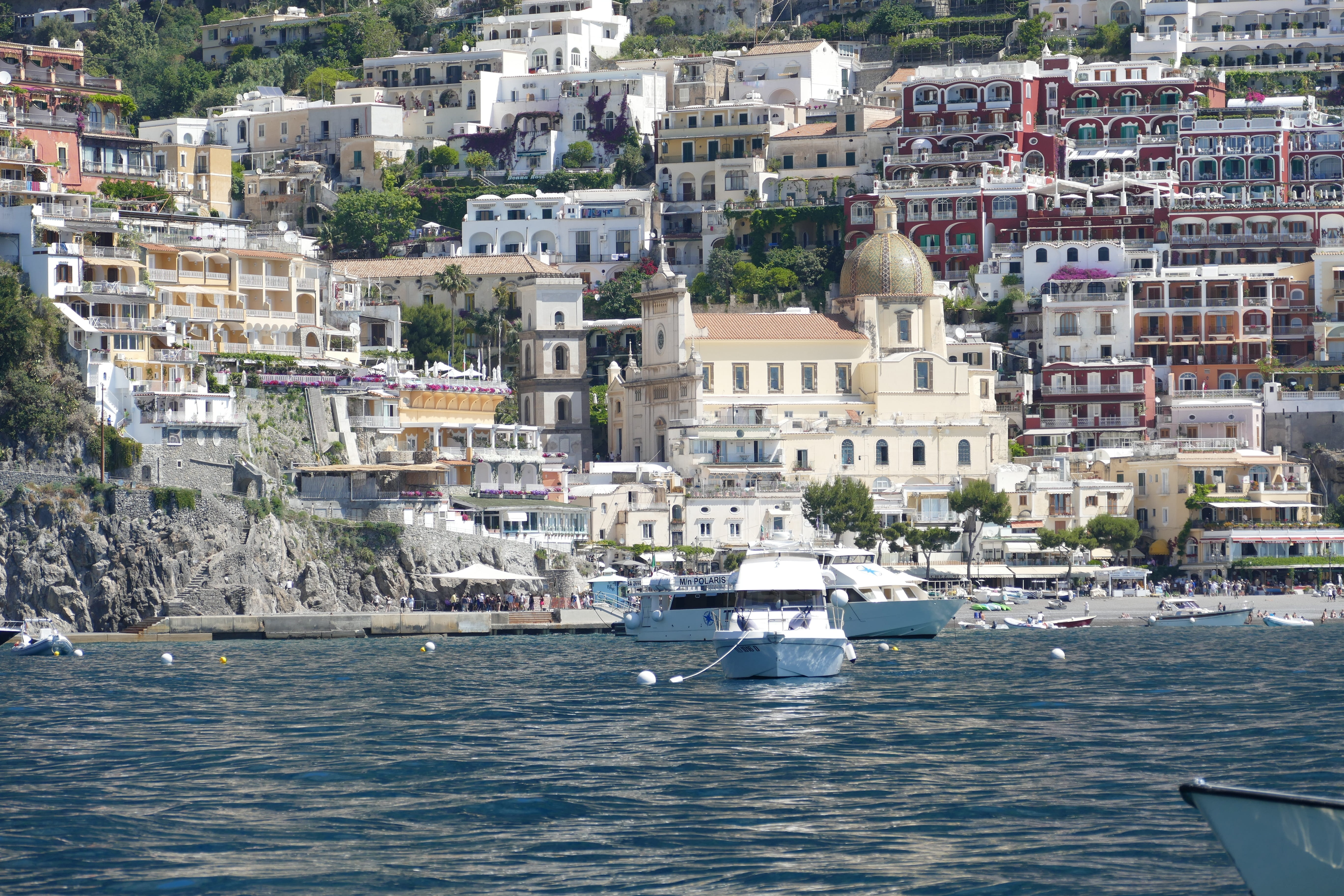church, sea, amalfi coast, amalfi, cityscape, view, water, mediterranean, mode of transportation, nautical vessel, building exterior, unesco, yacht, italy, HD Wallpaper