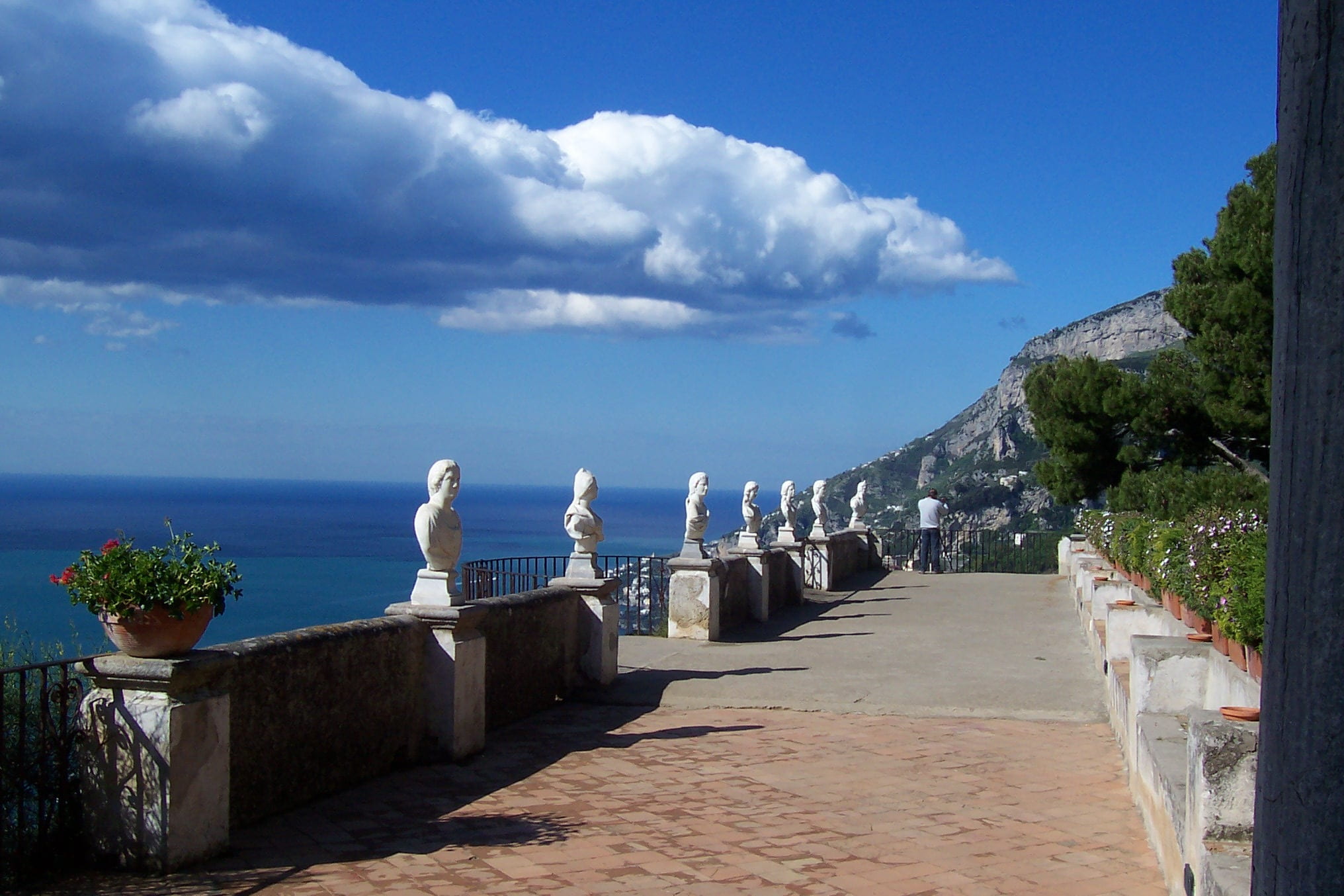 scenics - nature, sea, cloud - sky, no people, architecture, outdoors, beauty in nature, horizon over water, italy, blue, villa cimbrone, ravello, beach, HD Wallpaper