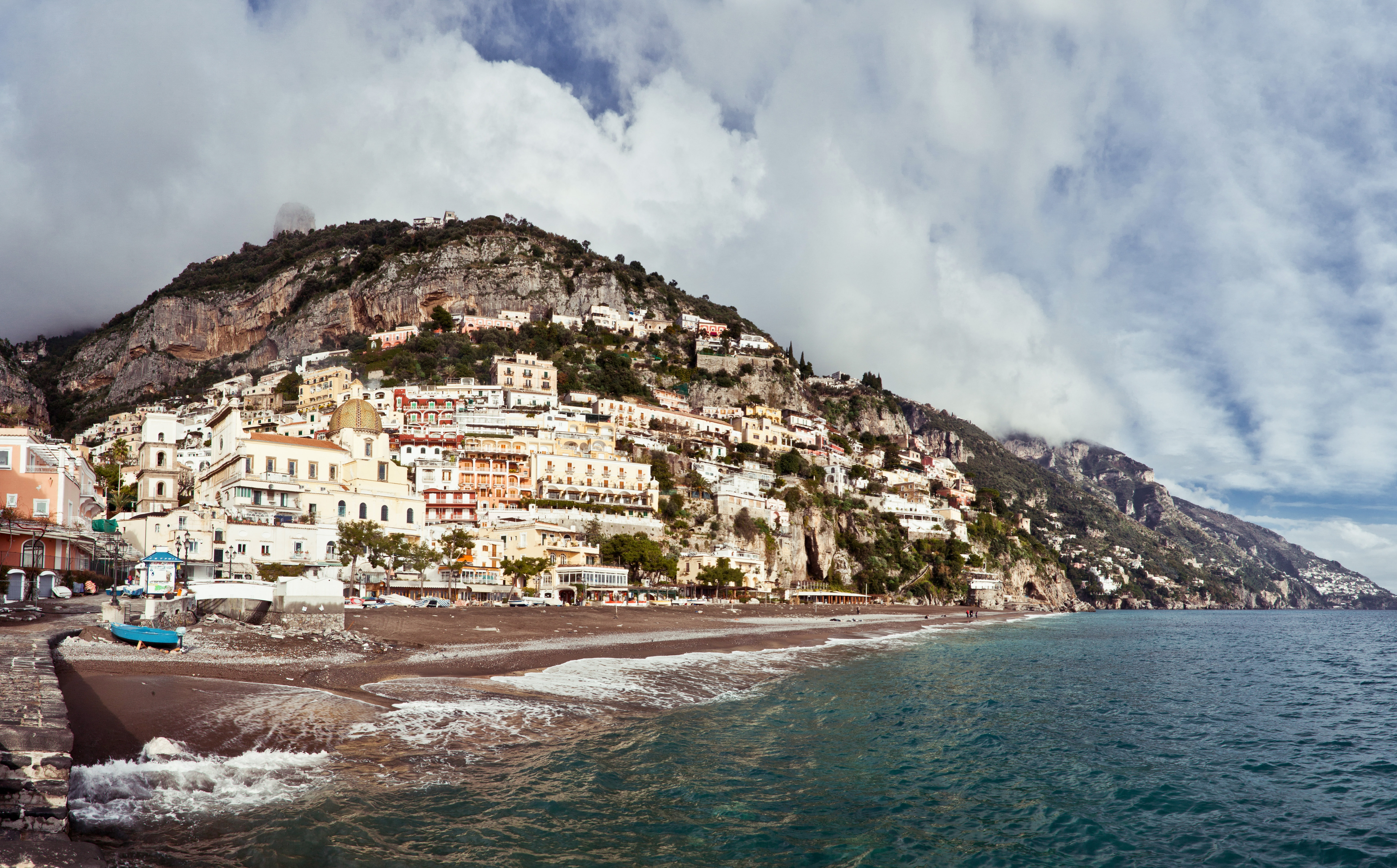 outdoors, Coast, land, day, beach, Water, panorama, architecture, bay, village, Houses, Southern, nature, Clouds, scenics - nature, no people, residential district, HD Wallpaper