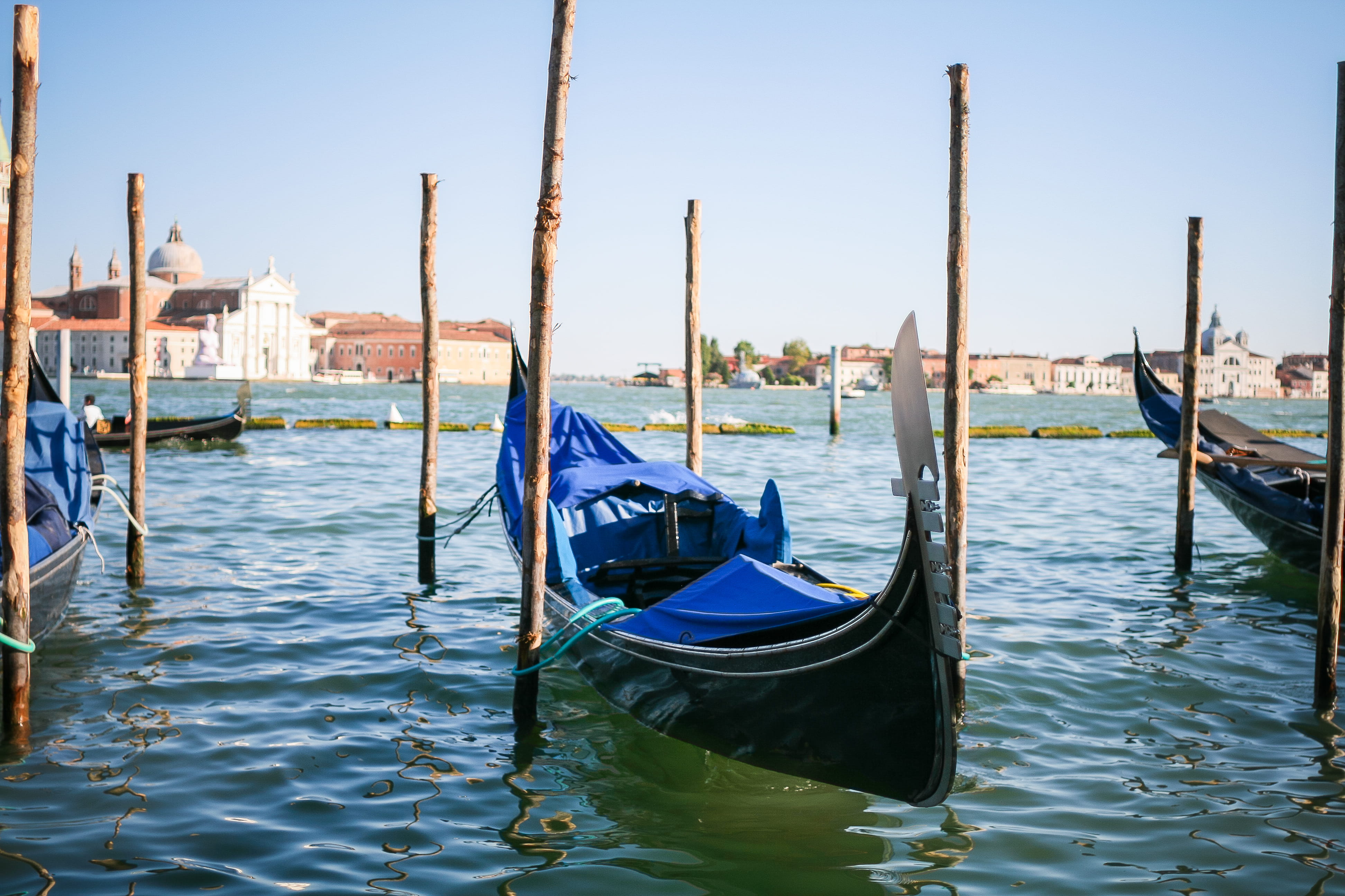 sea, europe, outdoors, day, travel Locations, post, sky, water, travel, travel Destinations, canal, 4K, venice - Italy, wood - material, italy, waterfront, HD Wallpaper