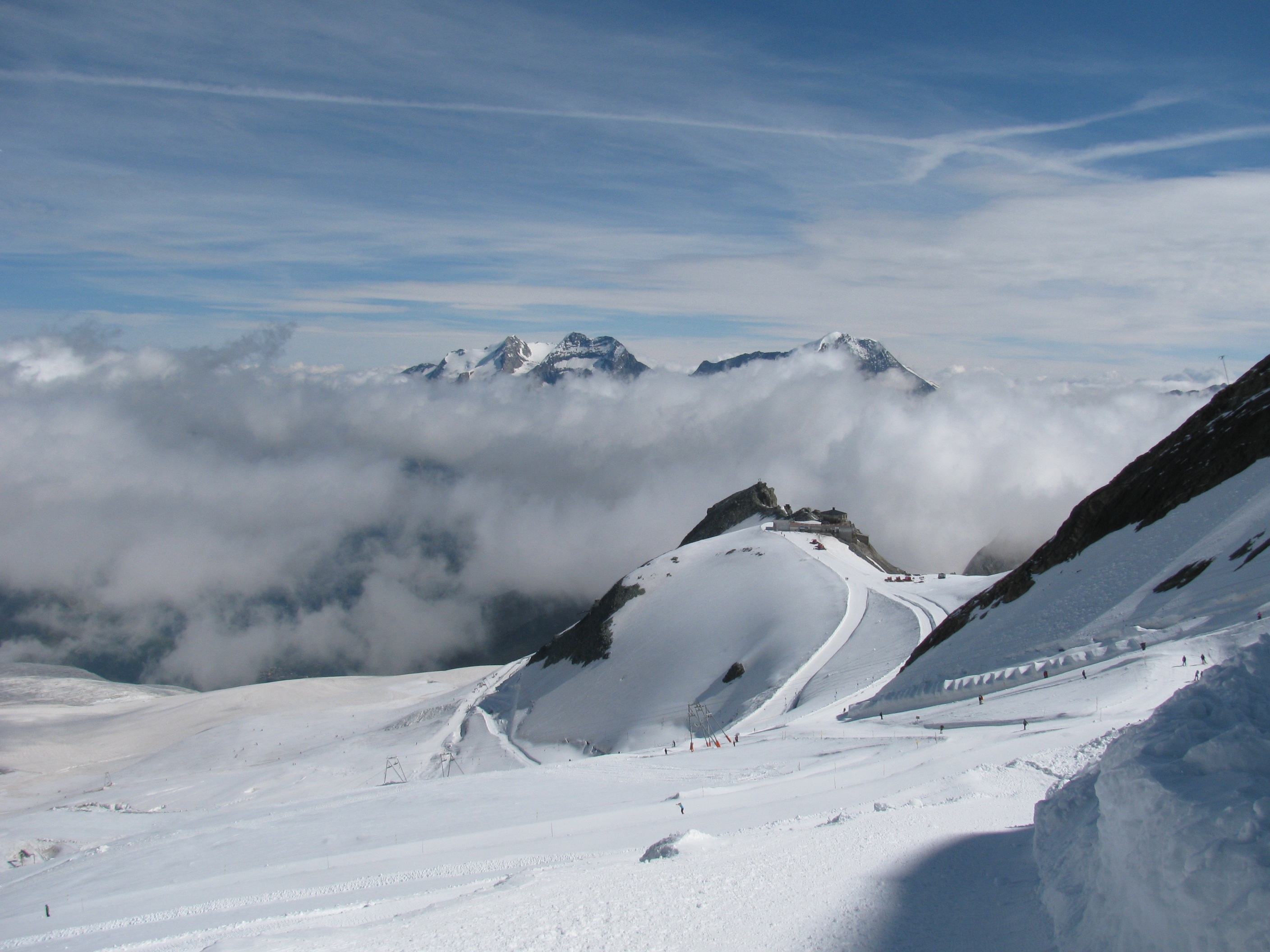 sunny, covering, ski resort, high mountains, mountaineering, white color, day, snowcapped mountain, no people, allalinhorn, winter, non-urban scene, sky, HD Wallpaper