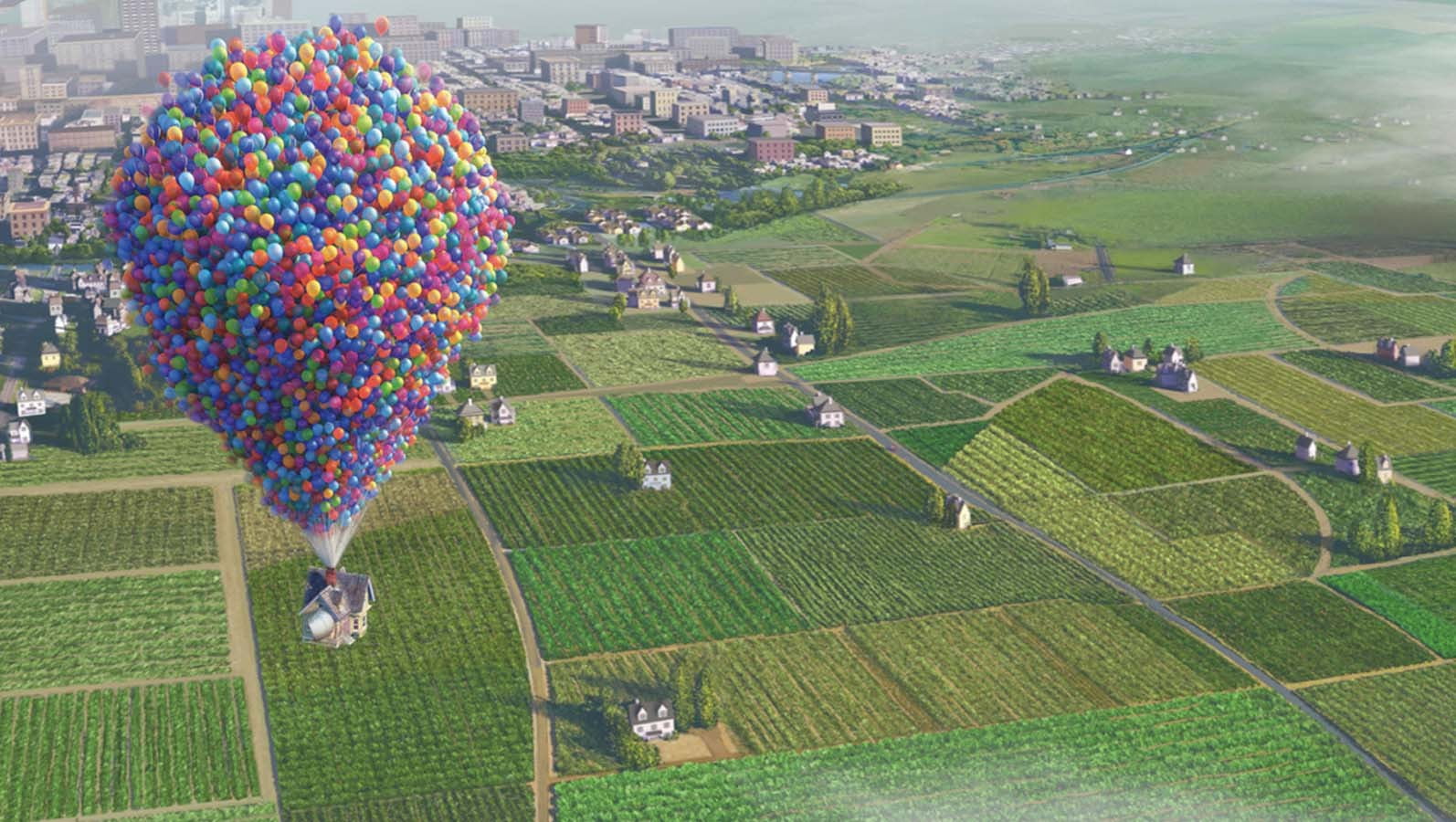 aerial view, land, people, rural scene, architecture, sky, Up (movie), multi colored, farm, agriculture, 720P, sill, green color, plant, day, landscape, HD Wallpaper
