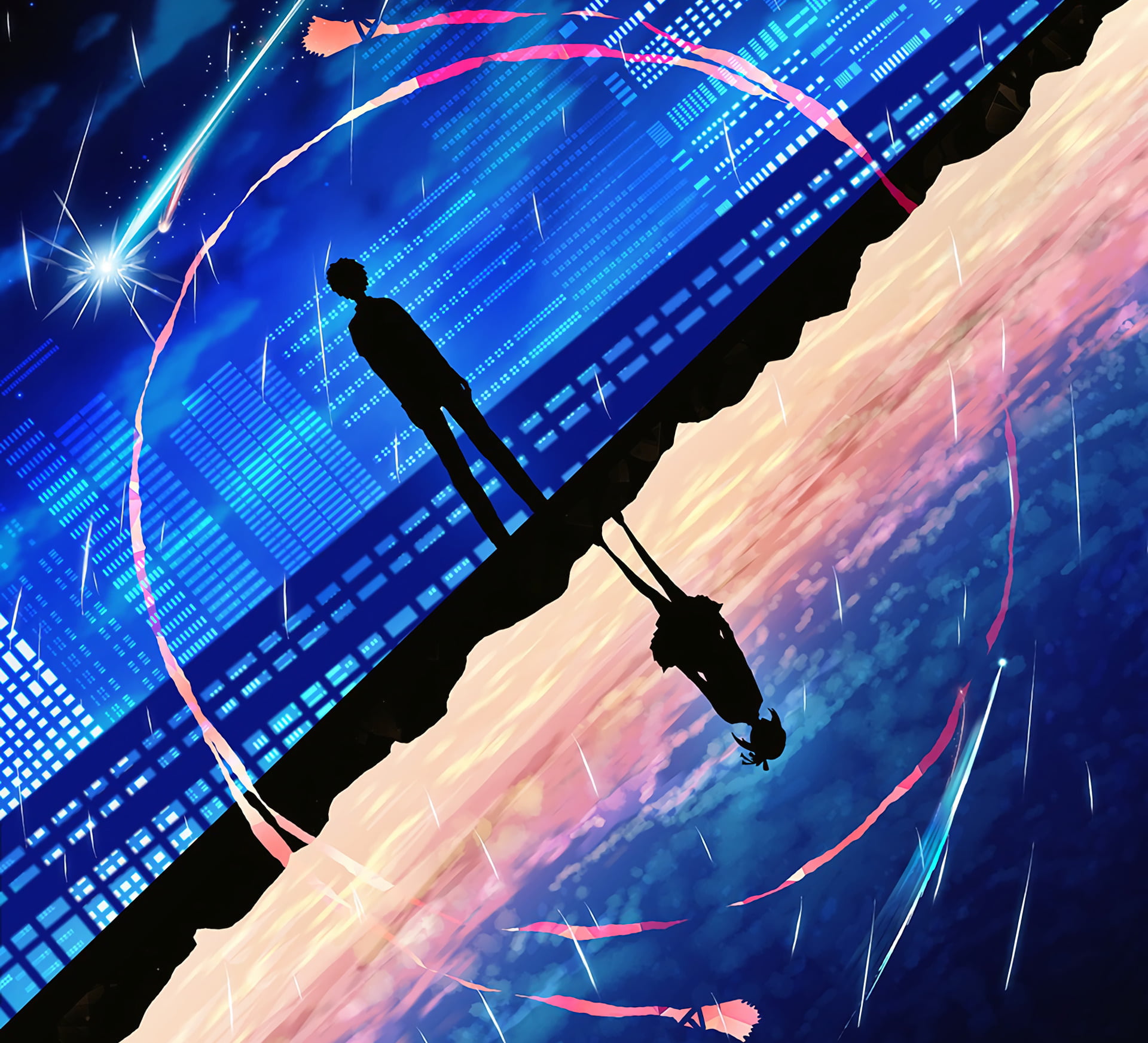Your Name., men, Kimi No Na Wa., sky, computer, Anime, people, action, data, wireless technology, internet, Mitsuha Miyamizu, human body part, woman, abstract, HD Wallpaper