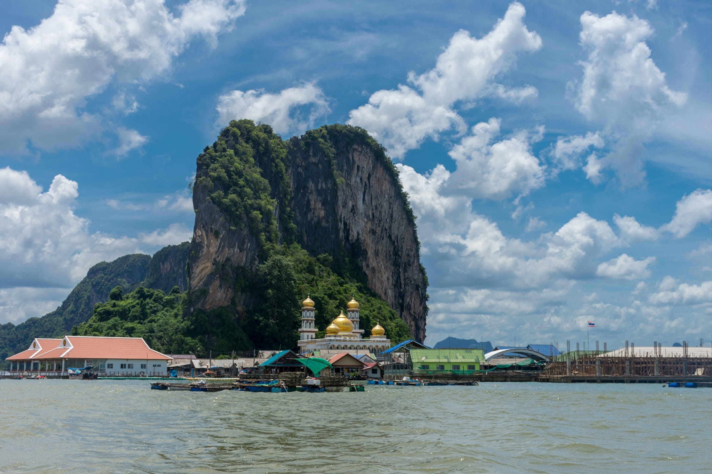 scenics - nature, waterfront, water, scenics, travel, building exterior, outdoors, Thailand, blue sky, nautical vessel, mode of transportation, beauty in nature, HD Wallpaper